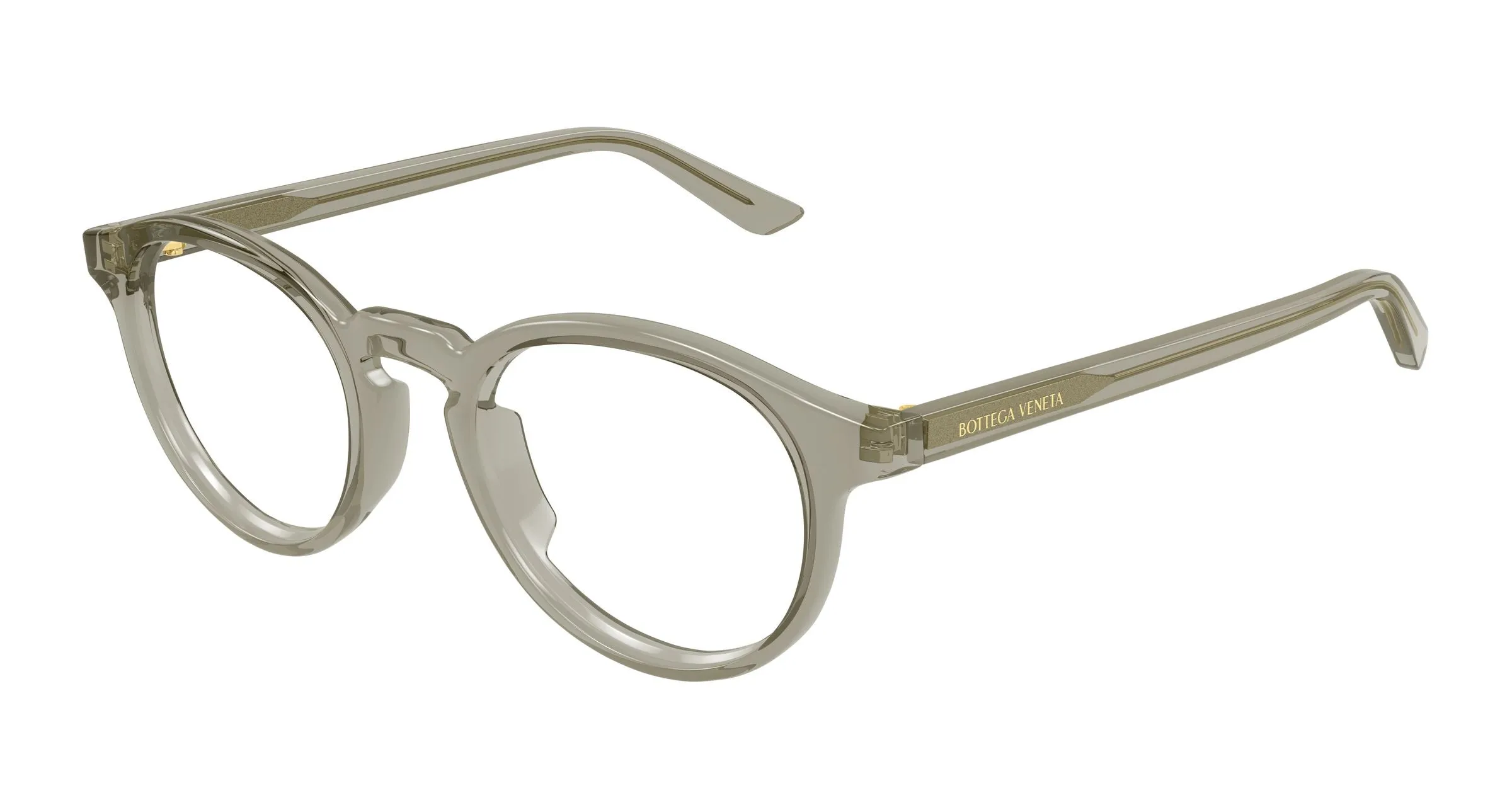 Bottega Veneta BV1420O 003 Montature da vista Acetato Marrone Trasparente Rotonda - immagine 1