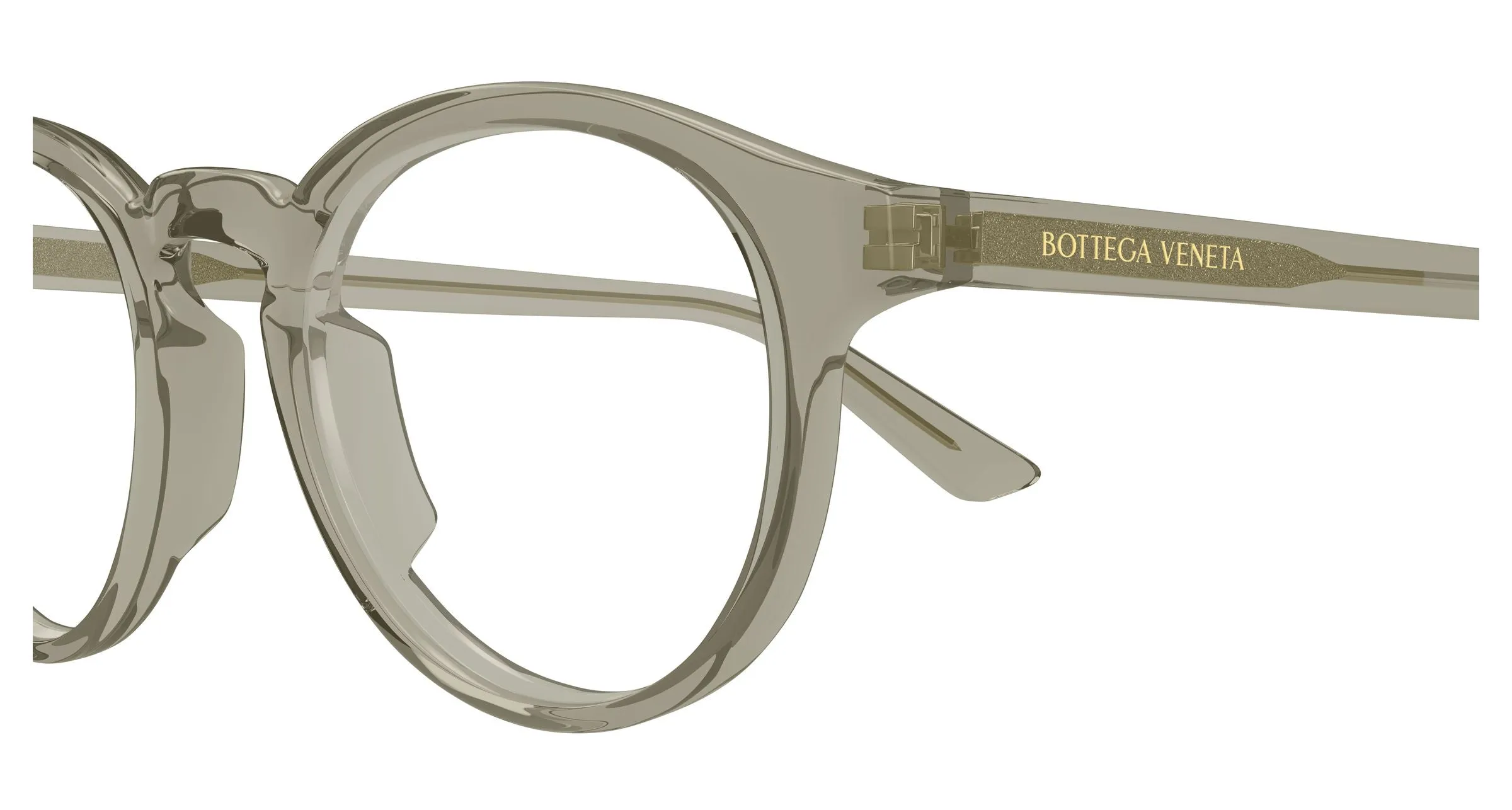 Bottega Veneta BV1420O 003 Montature da vista Acetato Marrone Trasparente Rotonda - immagine 3
