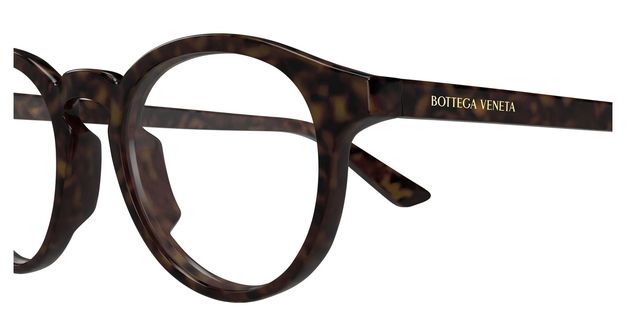 Bottega Veneta BV1420O 002 Montature da vista Acetato Havana Trasparente Rotonda - immagine 3