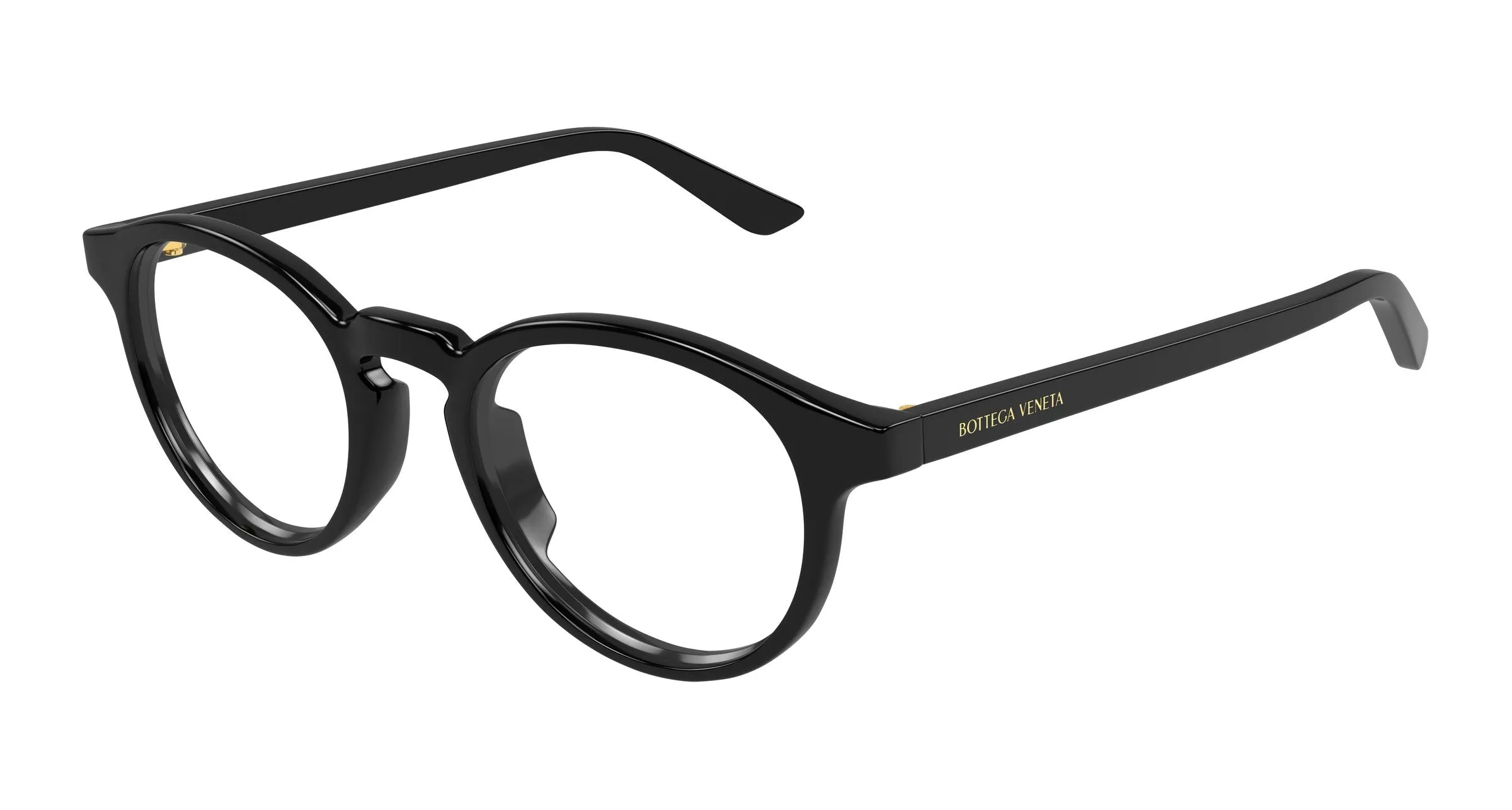 Bottega Veneta BV1420O 001 Montature da vista Acetato Nero Trasparente Rotonda - immagine 1