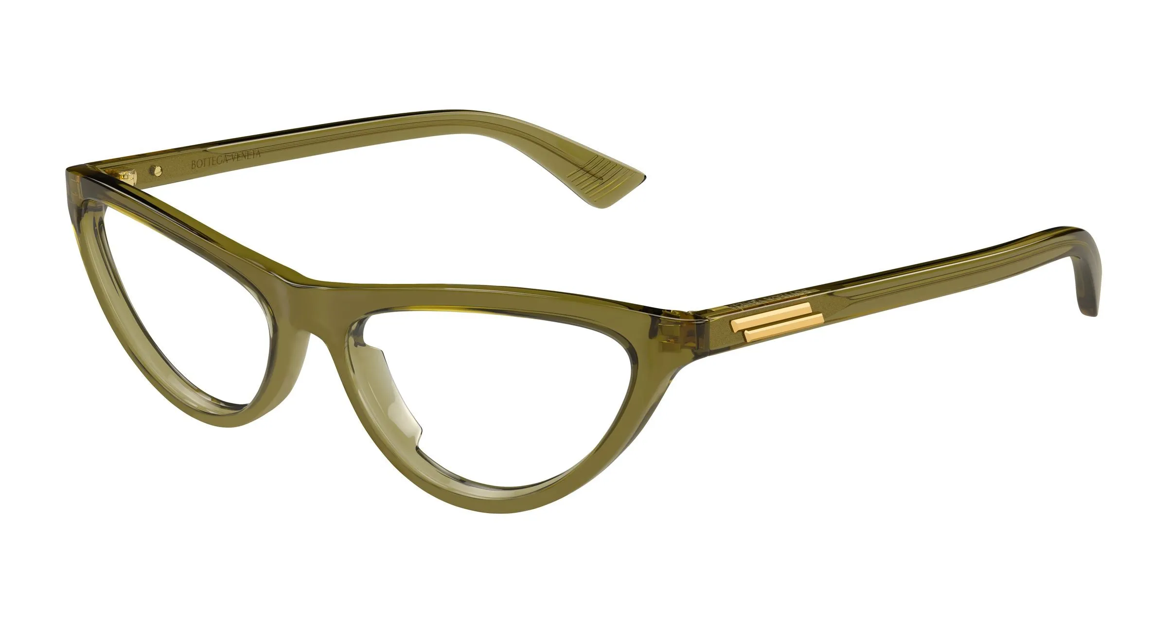 Bottega Veneta BV1416O 003 Montature da vista Acetato Verde Trasparente Cat Eye - immagine 1