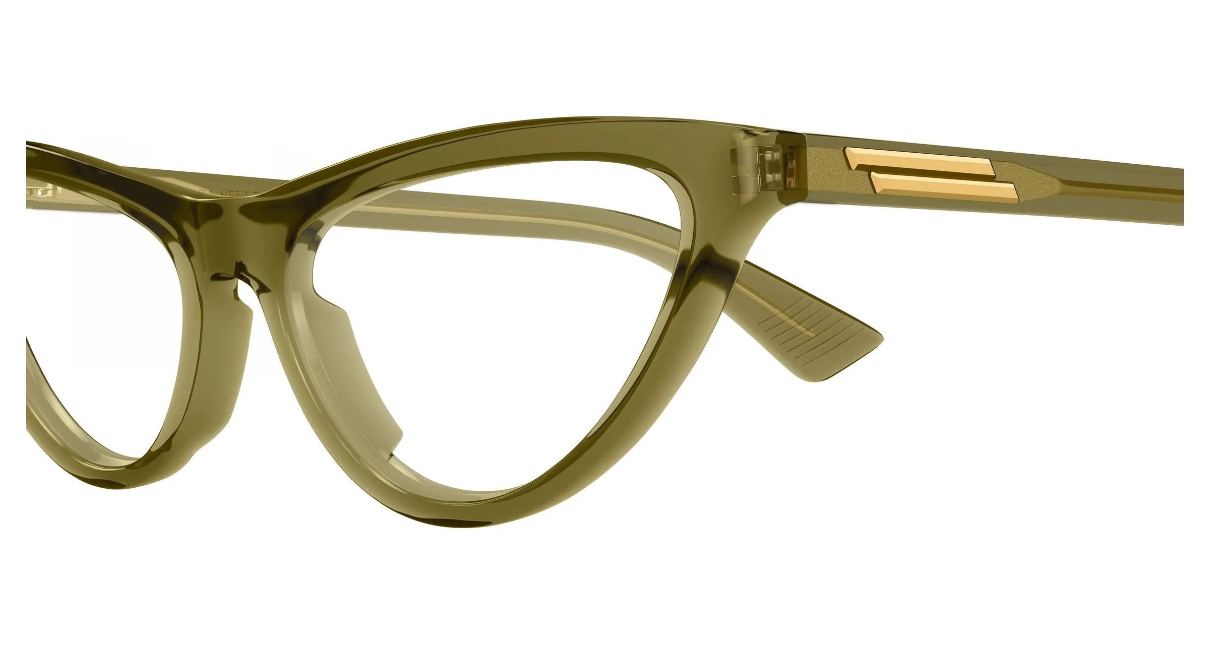 Bottega Veneta BV1416O 003 Montature da vista Acetato Verde Trasparente Cat Eye - immagine 3