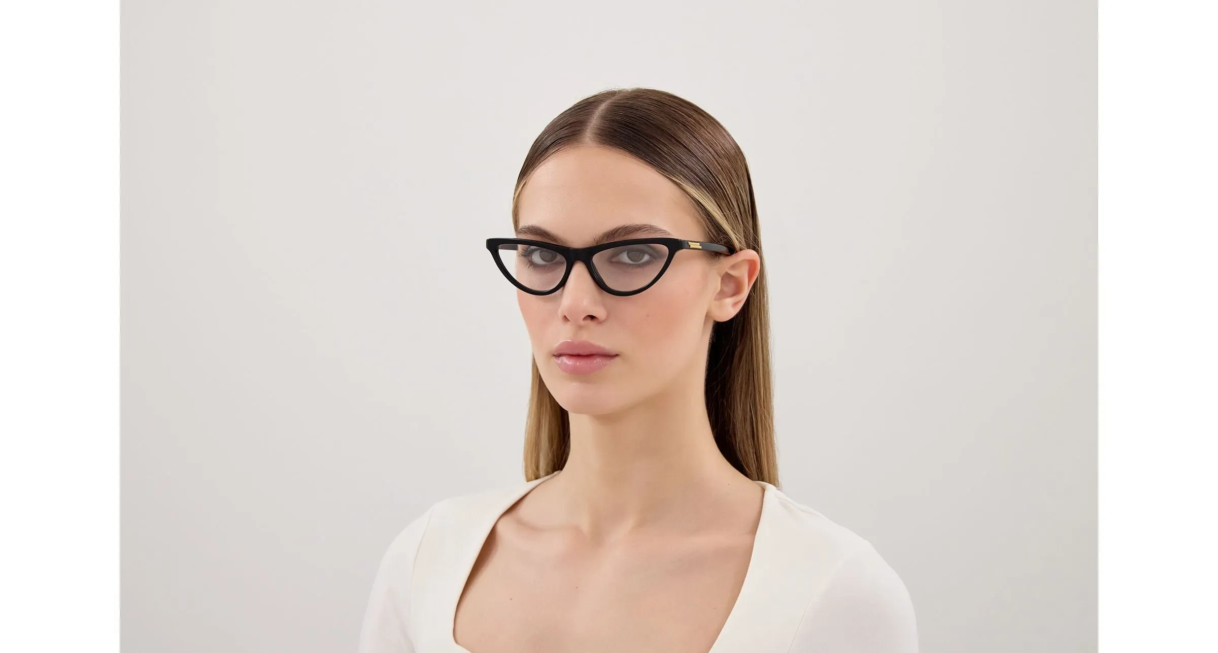 Bottega Veneta BV1416O 001 Montature da vista Acetato Nero Trasparente Cat Eye - immagine 4
