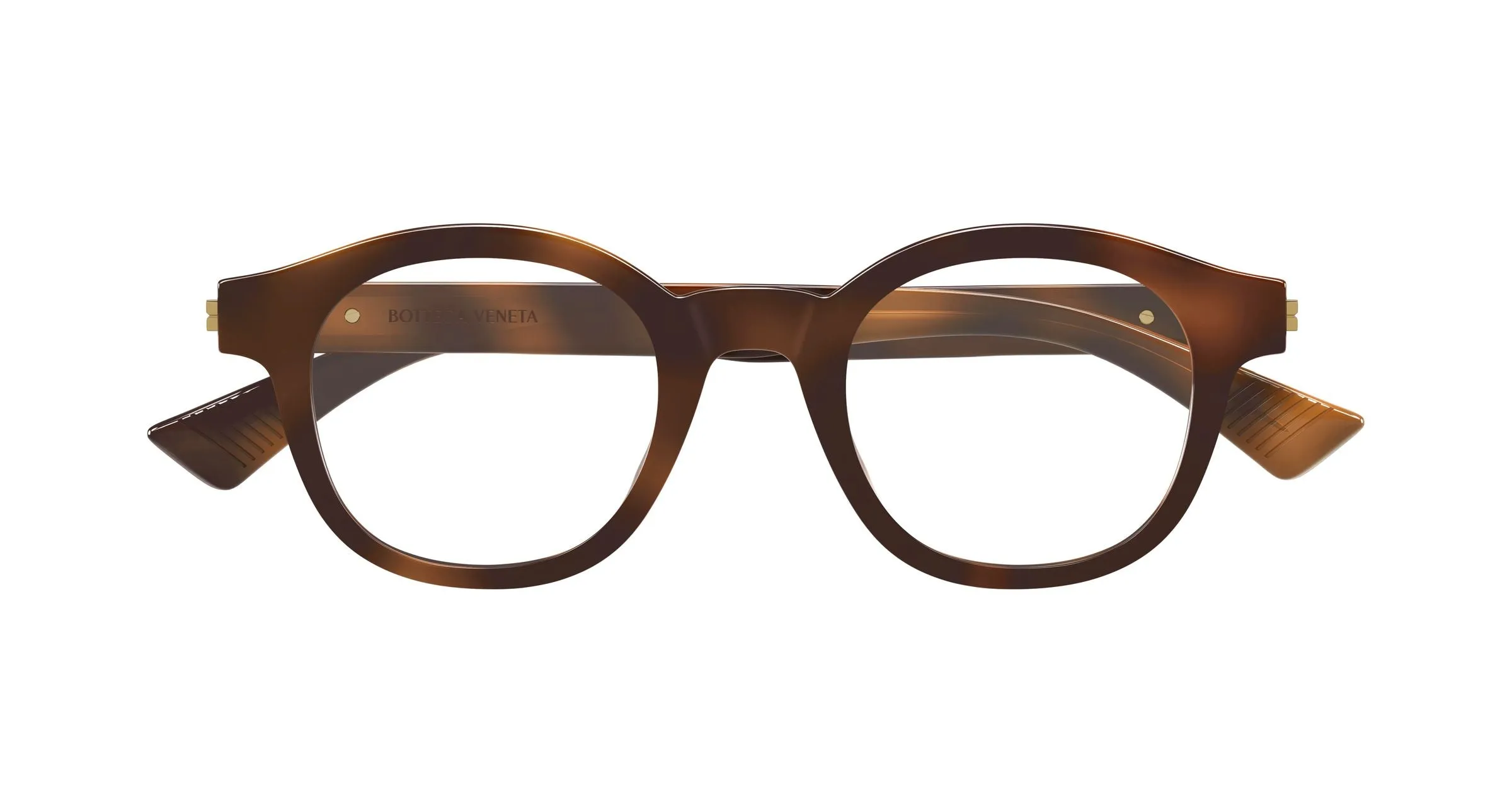 Bottega Veneta BV1413O 005 Montature da vista Acetato Havana Trasparente Rotonda - immagine 2