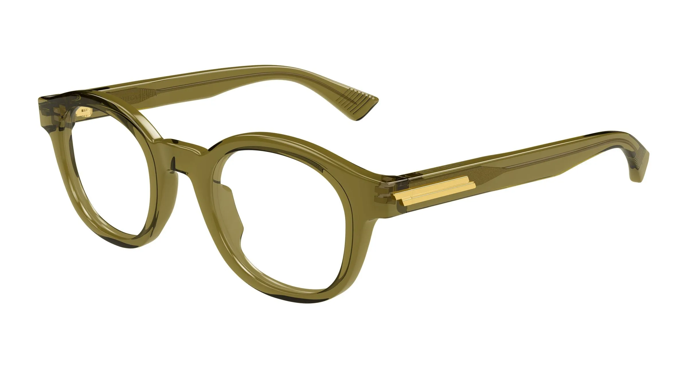 Bottega Veneta BV1413O 004 Montature da vista Acetato Verde Trasparente Rotonda - immagine 1