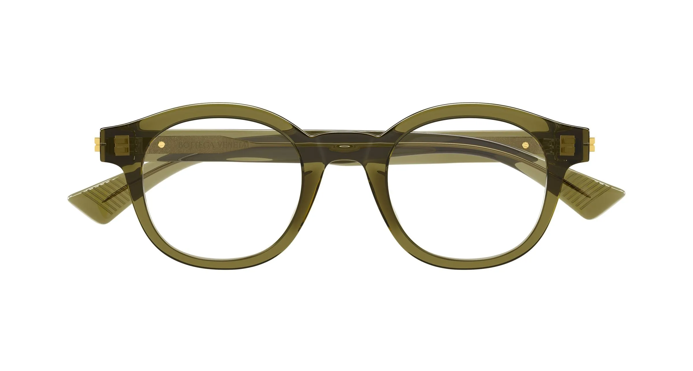 Bottega Veneta BV1413O 004 Montature da vista Acetato Verde Trasparente Rotonda - immagine 2