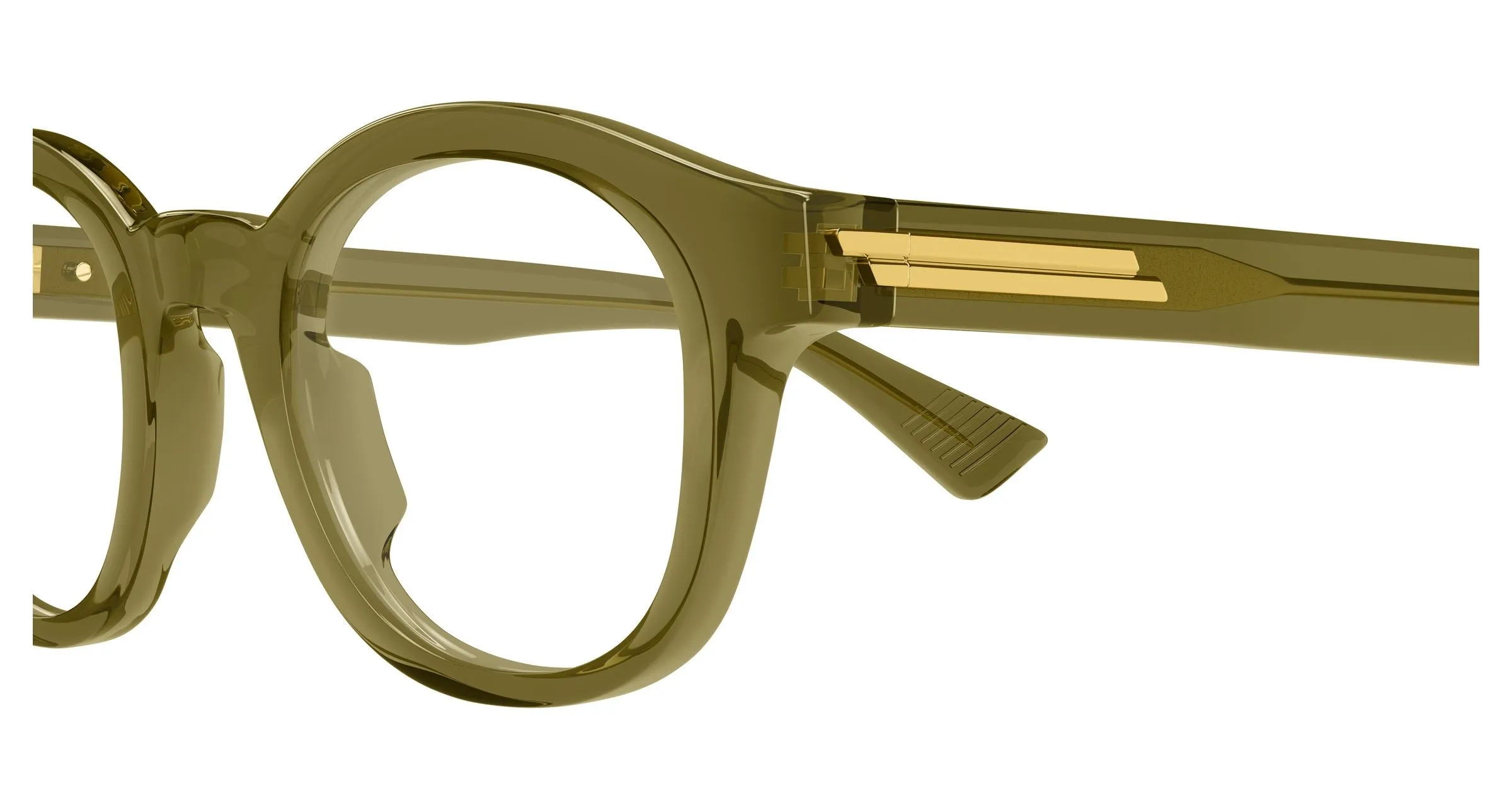 Bottega Veneta BV1413O 004 Montature da vista Acetato Verde Trasparente Rotonda - immagine 3