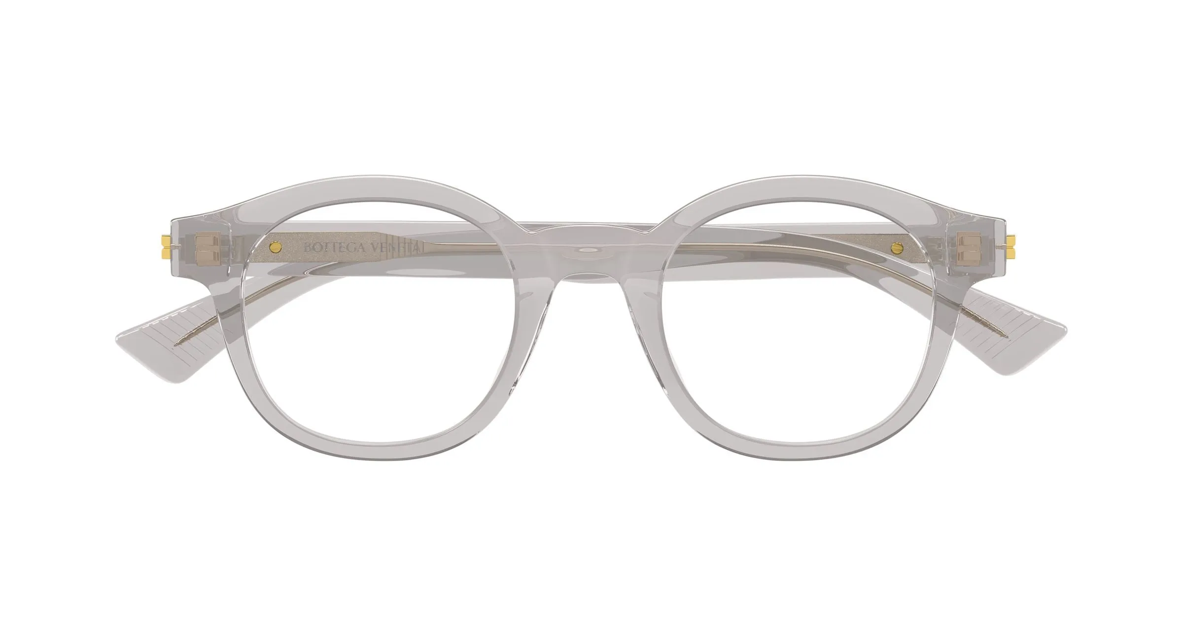 Bottega Veneta BV1413O 003 Montature da vista Acetato Grigio Trasparente Rotonda - immagine 2
