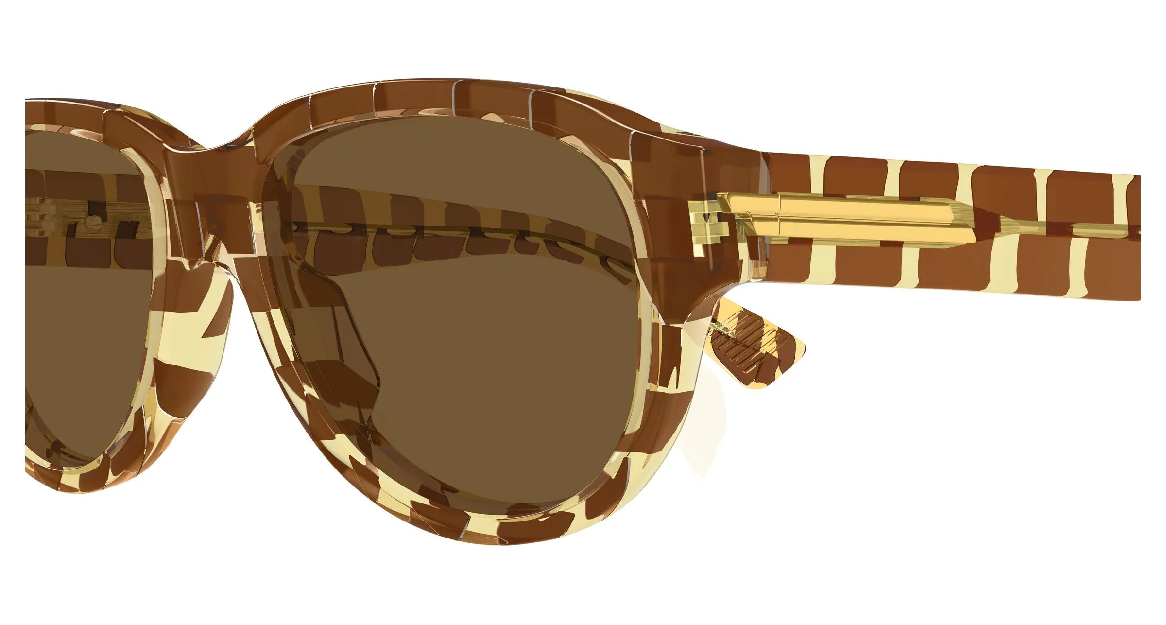Bottega Veneta BV1410S 004 Occhiali da sole Acetato Marrone Marrone Rotonda - immagine 3