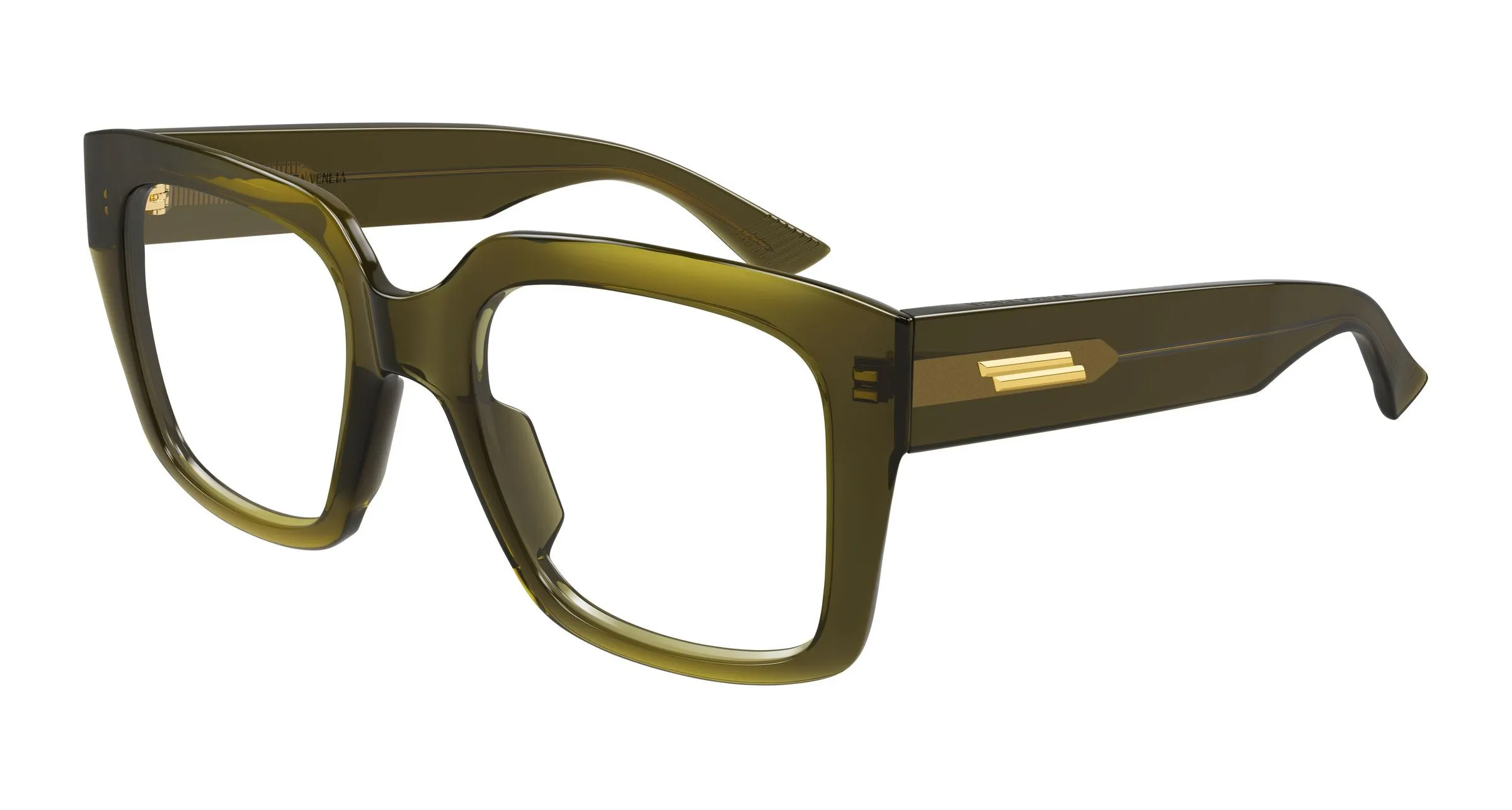 Bottega Veneta BV1409O 003 Montature da vista Acetato Verde Trasparente Squadrata - immagine 1