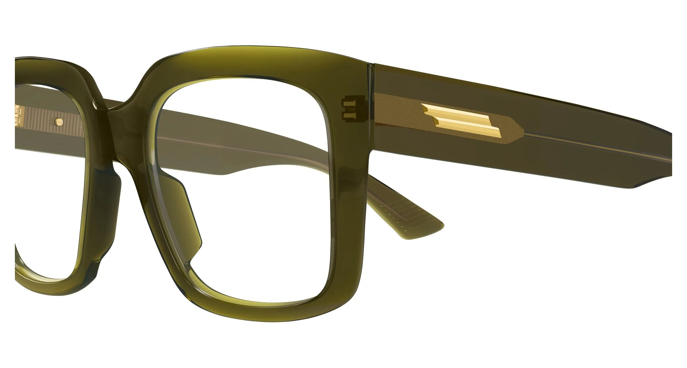 Bottega Veneta BV1409O 003 Montature da vista Acetato Verde Trasparente Squadrata - immagine 3