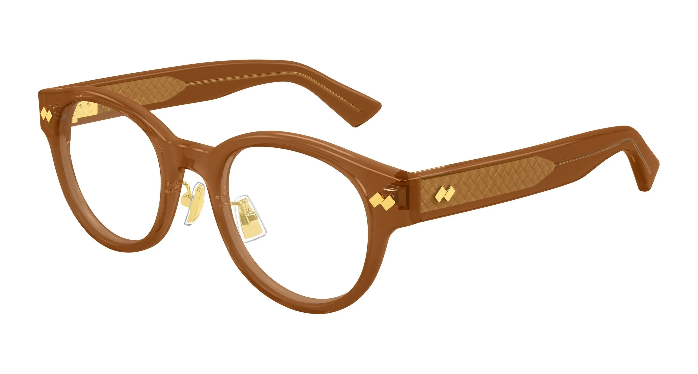 Bottega Veneta BV1405OA 003 Montature da vista Acetato Marrone Trasparente Rotonda - immagine 1