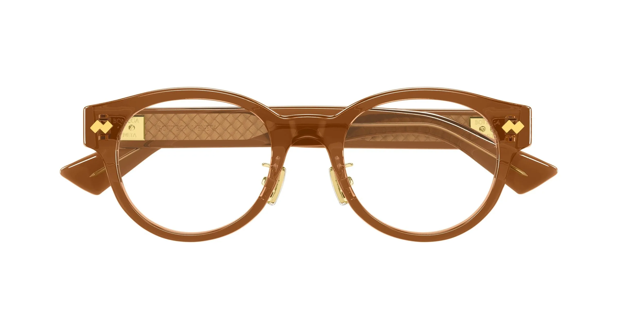 Bottega Veneta BV1405OA 003 Montature da vista Acetato Marrone Trasparente Rotonda - immagine 2