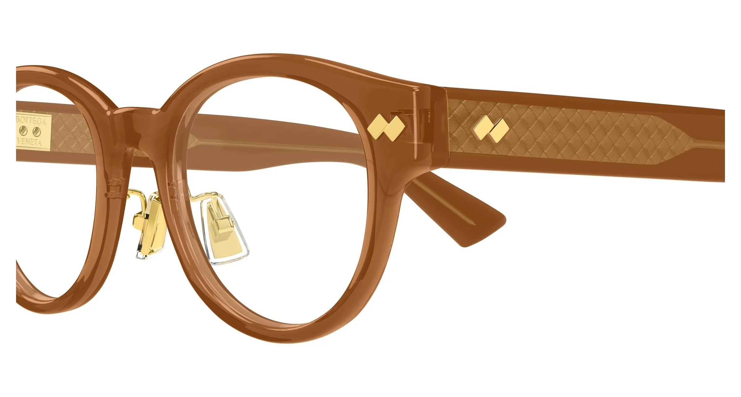 Bottega Veneta BV1405OA 003 Montature da vista Acetato Marrone Trasparente Rotonda - immagine 3
