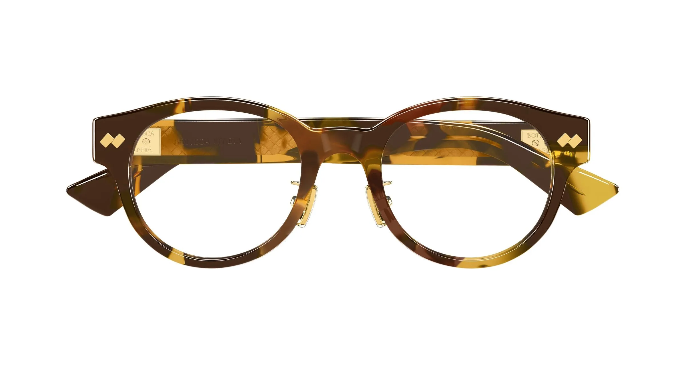 Bottega Veneta BV1405OA 002 Montature da vista Acetato Havana Trasparente Rotonda - immagine 2
