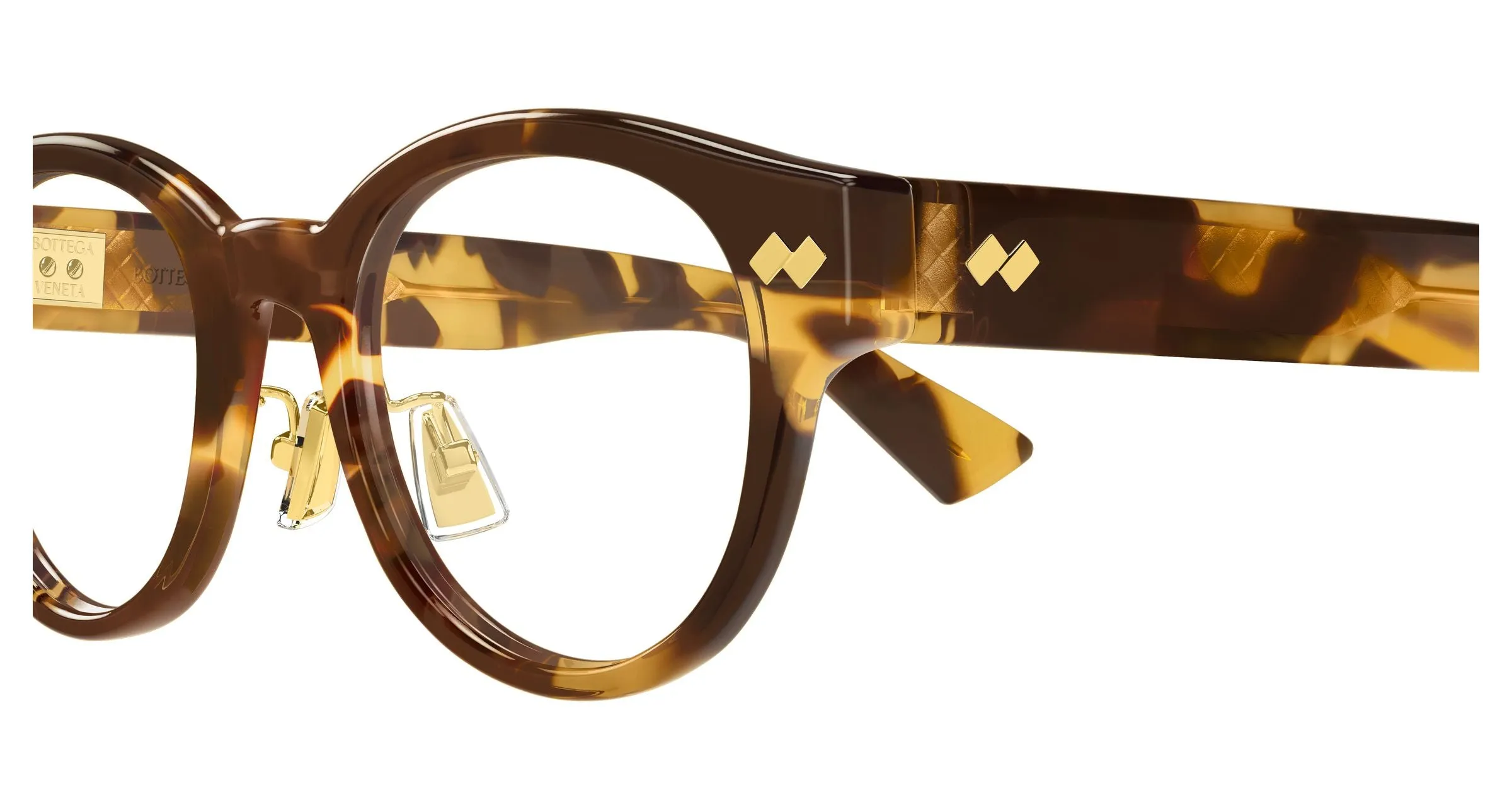 Bottega Veneta BV1405OA 002 Montature da vista Acetato Havana Trasparente Rotonda - immagine 3
