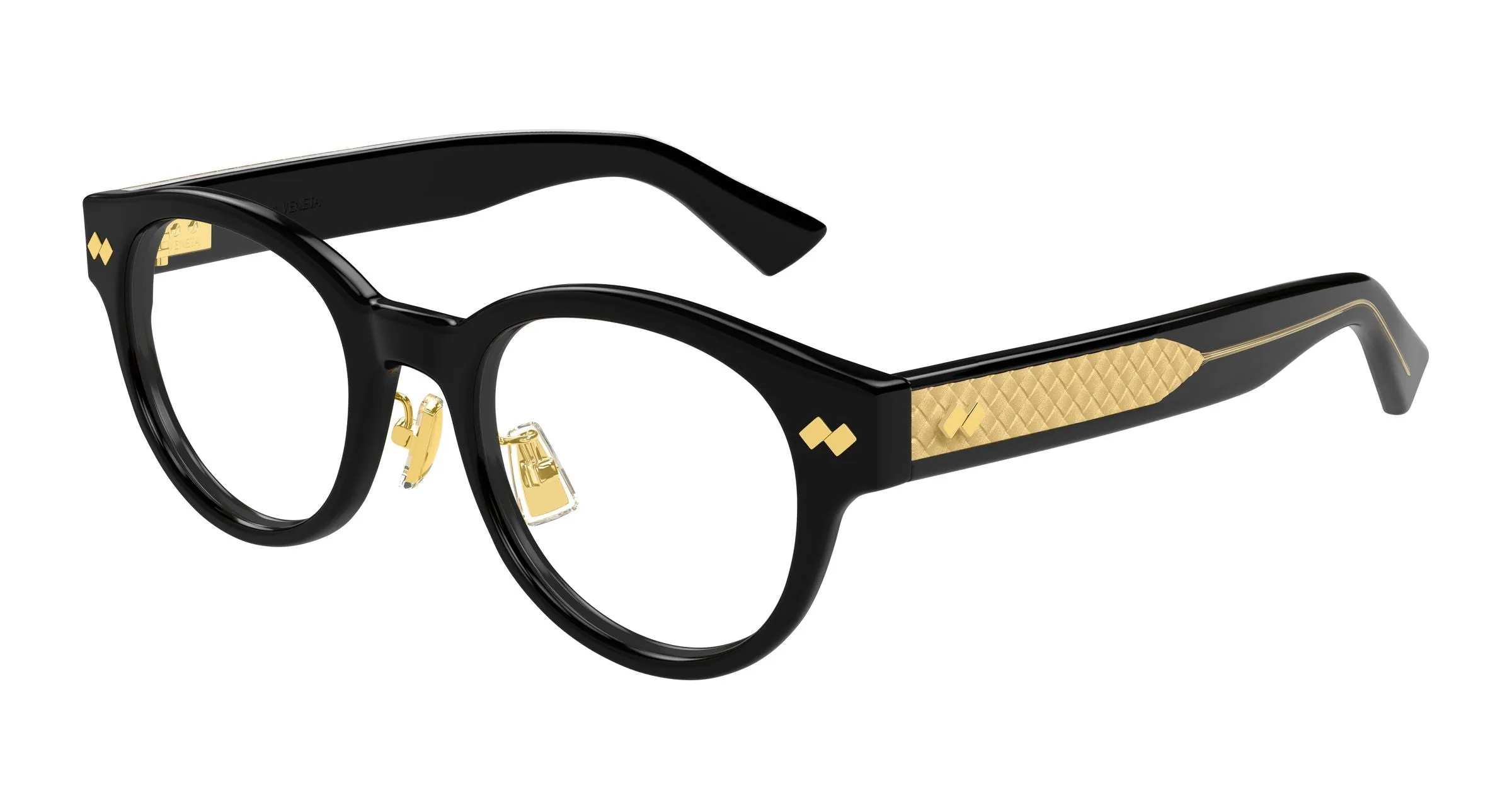 Bottega Veneta BV1405OA 001 Montature da vista Acetato Nero Trasparente Rotonda - immagine 1