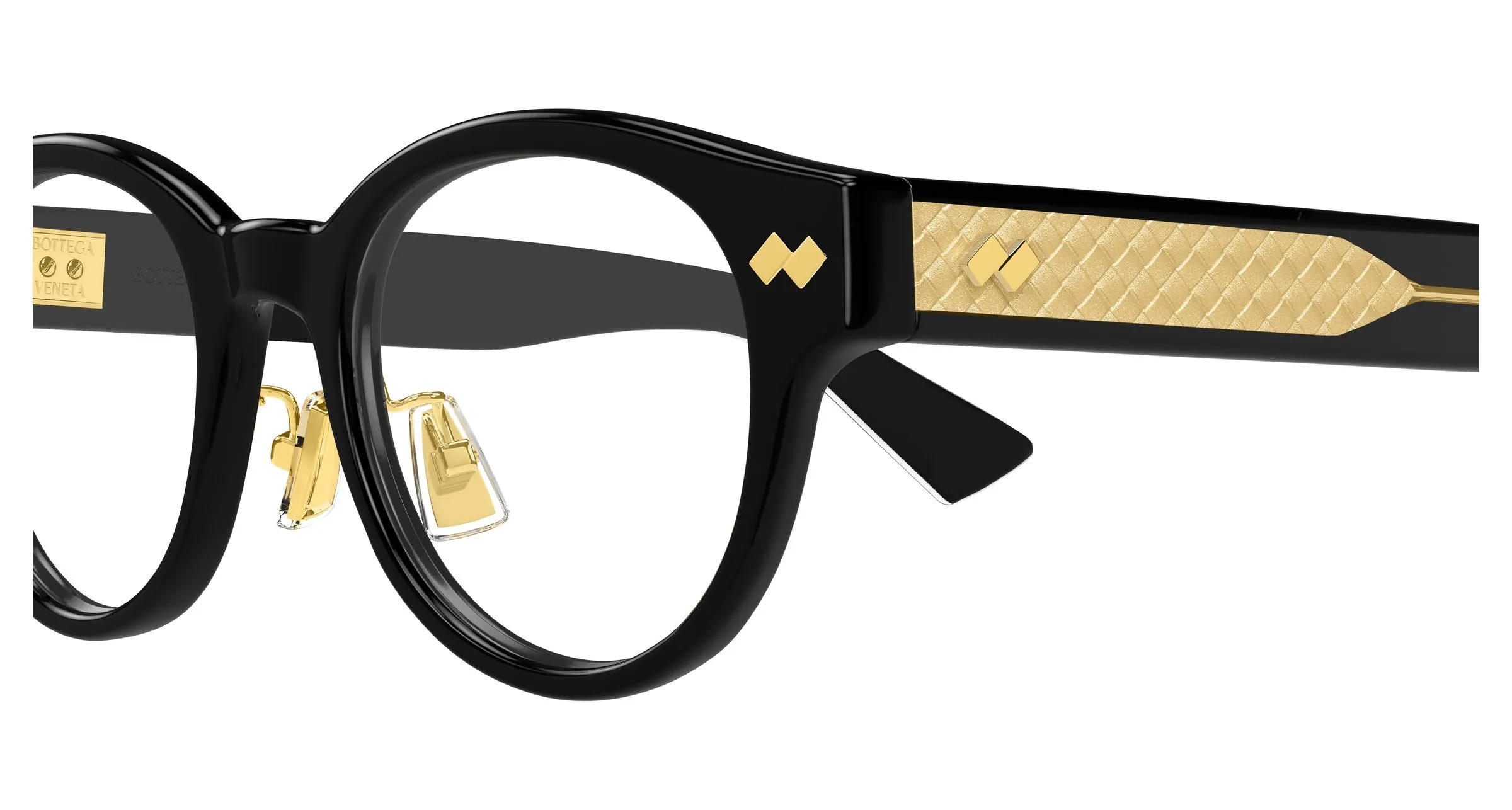 Bottega Veneta BV1405OA 001 Montature da vista Acetato Nero Trasparente Rotonda - immagine 3