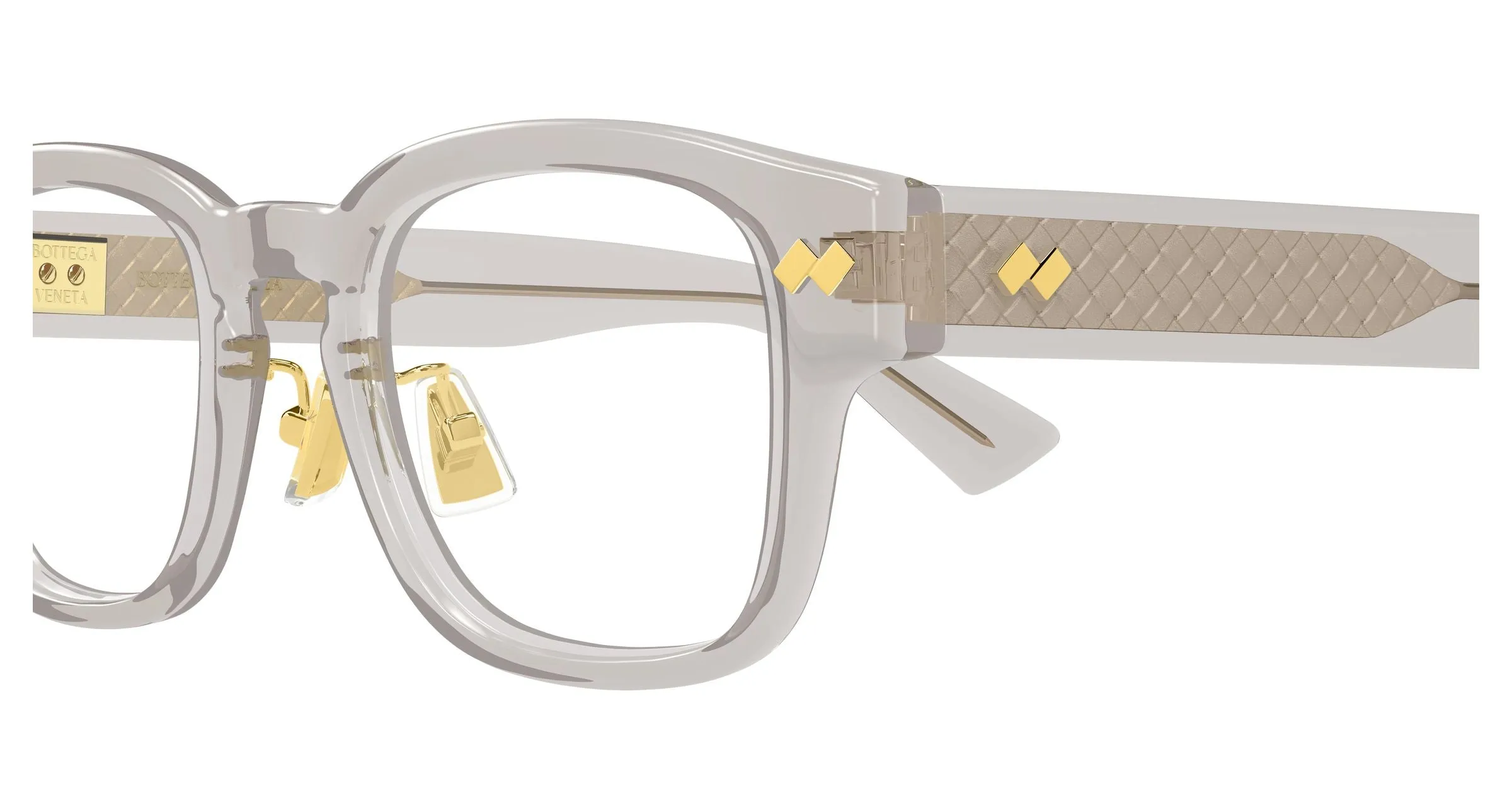 Bottega Veneta BV1404OA 008 Montature da vista Acetato Grigio Trasparente Squadrata - immagine 3