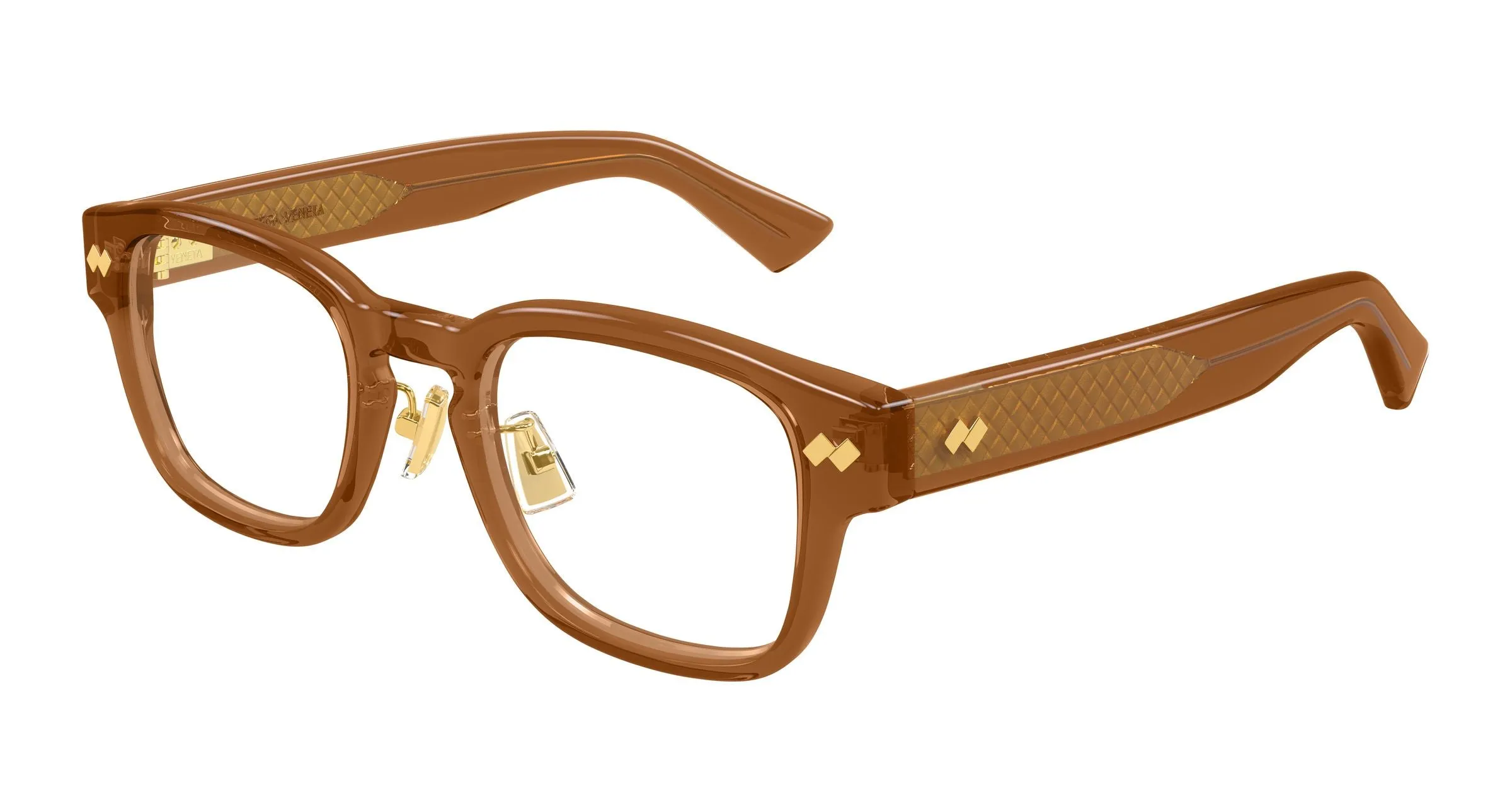Bottega Veneta BV1404OA 007 Montature da vista Acetato Marrone Trasparente Squadrata - immagine 1