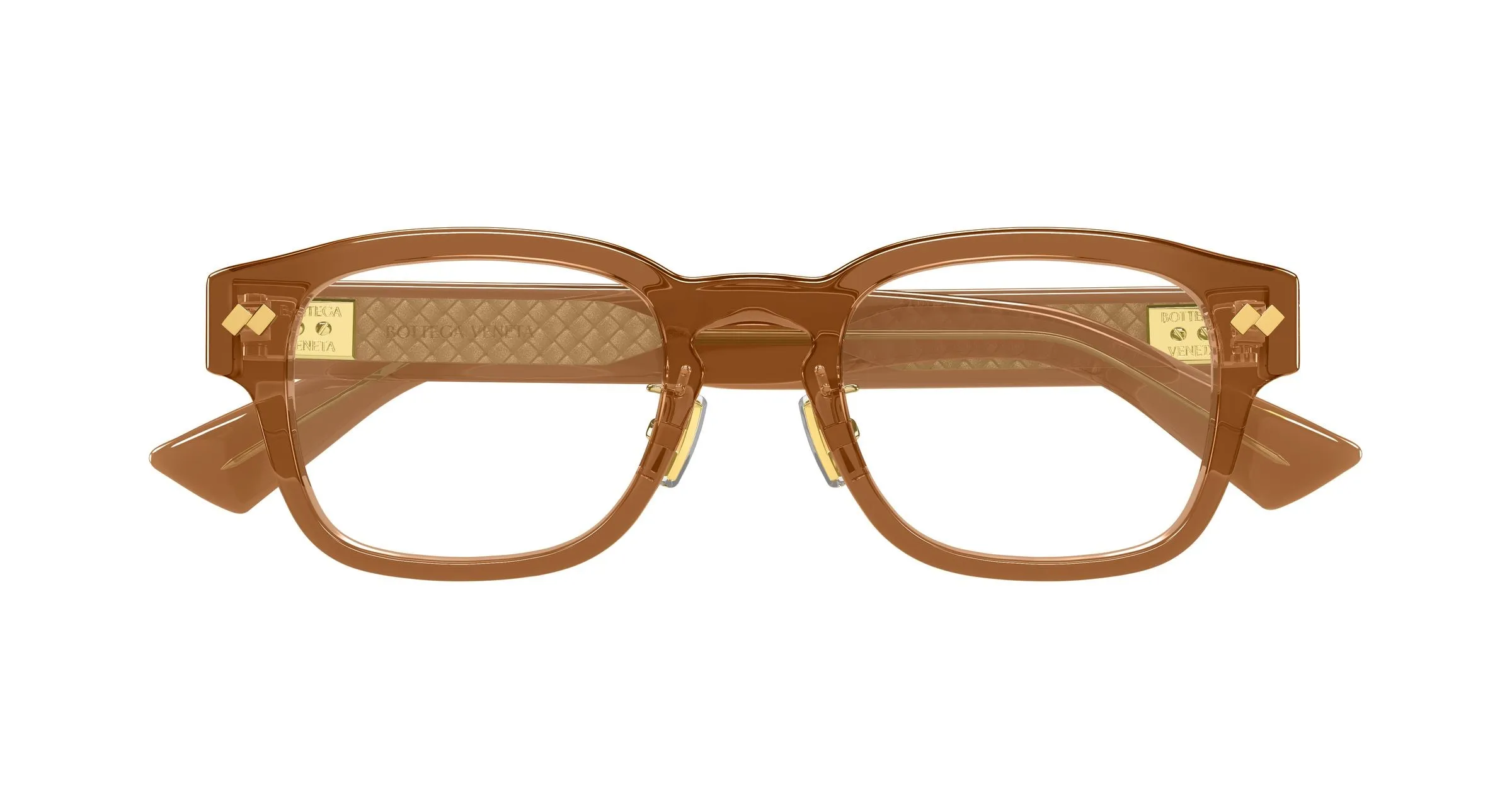 Bottega Veneta BV1404OA 007 Montature da vista Acetato Marrone Trasparente Squadrata - immagine 2