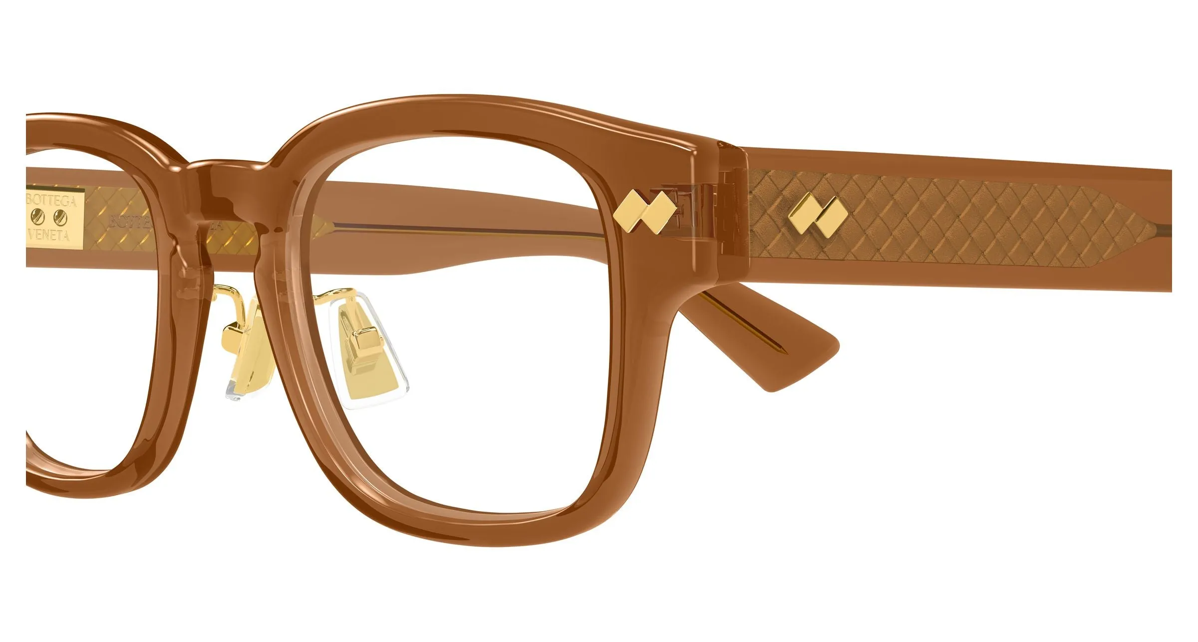 Bottega Veneta BV1404OA 007 Montature da vista Acetato Marrone Trasparente Squadrata - immagine 3
