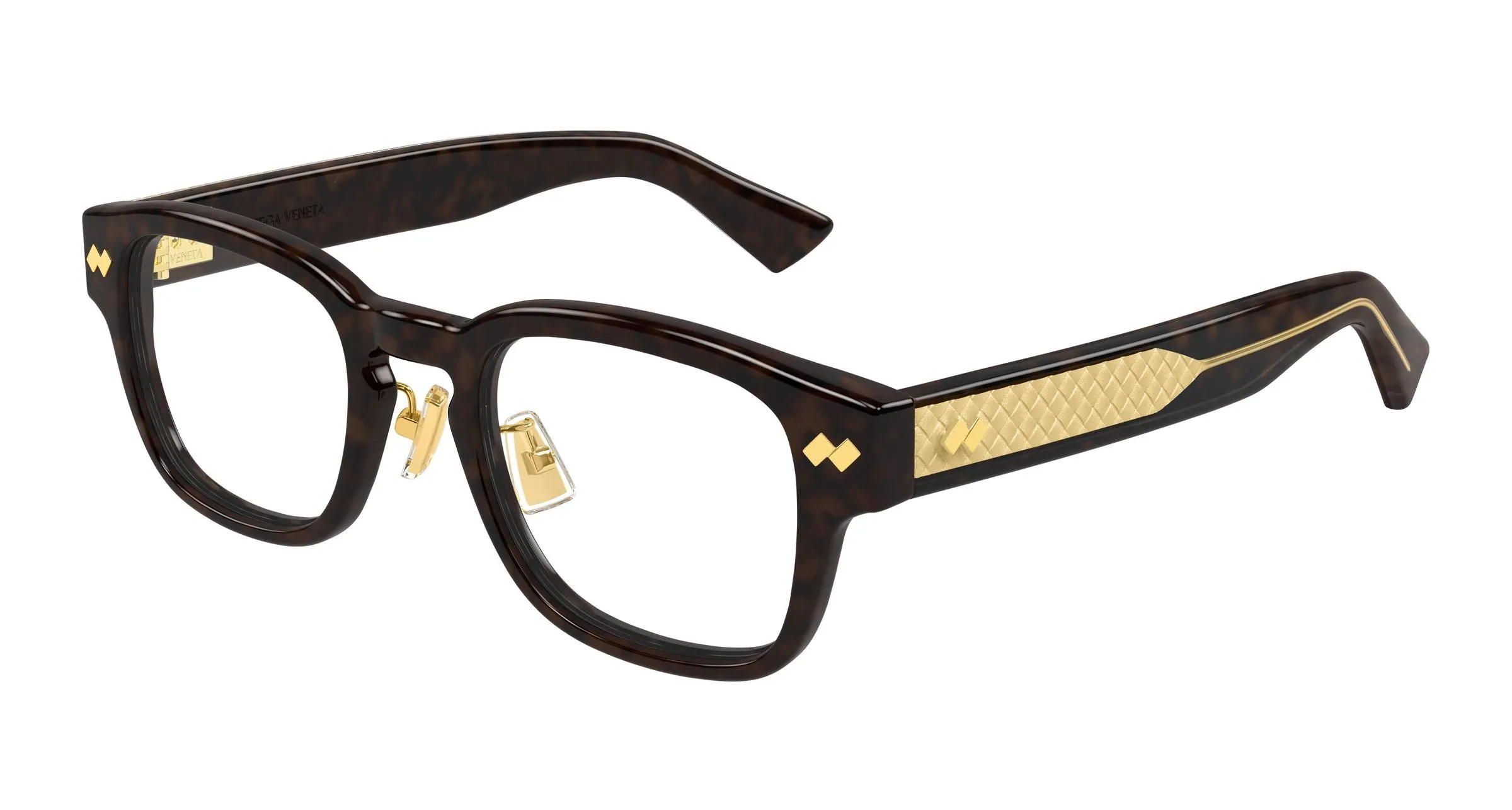 Bottega Veneta BV1404OA 002 Montature da vista Acetato Havana Trasparente Squadrata - immagine 1