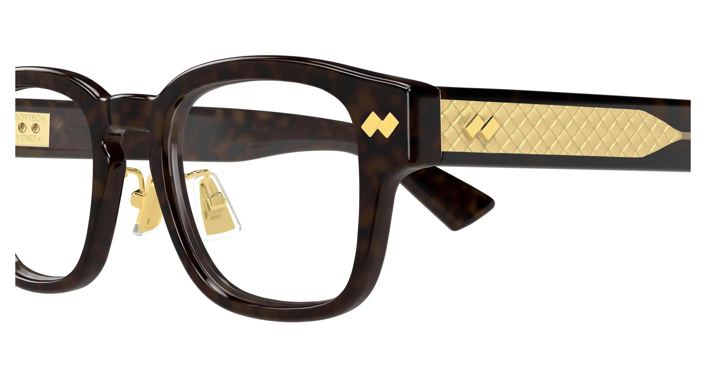 Bottega Veneta BV1404OA 002 Montature da vista Acetato Havana Trasparente Squadrata - immagine 3