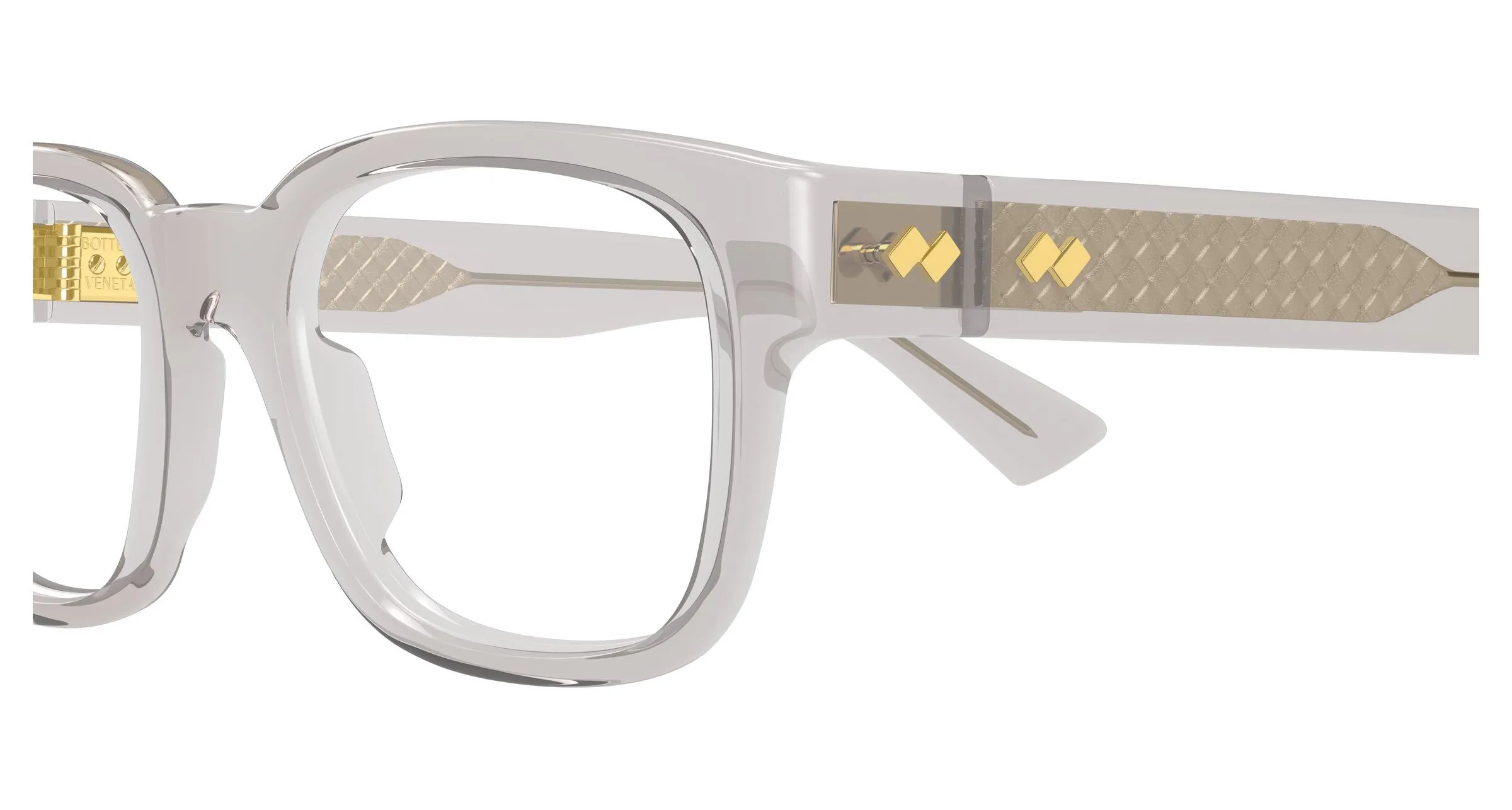 Bottega Veneta BV1403O 008 Montature da vista Acetato Grigio Trasparente Squadrata - immagine 3