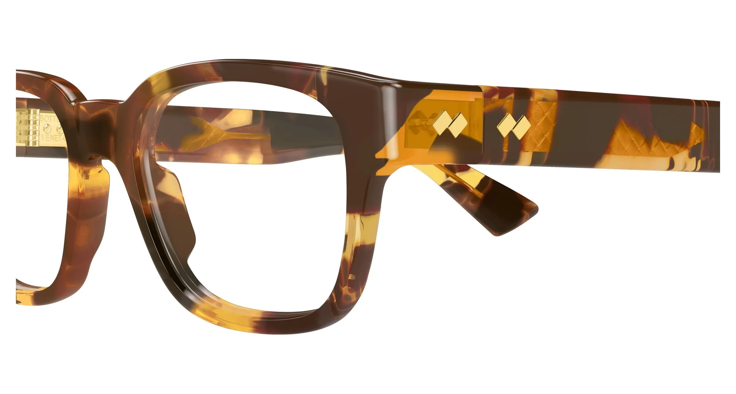 Bottega Veneta BV1403O 002 Montature da vista Acetato Havana Trasparente Squadrata - immagine 3