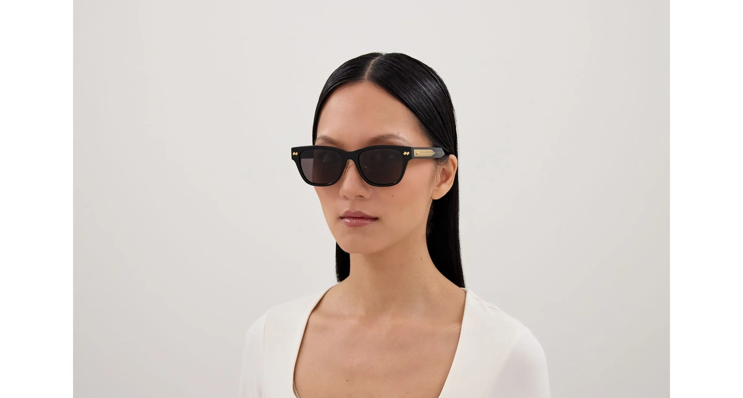 Bottega Veneta BV1402SK 001 Occhiali da sole Acetato Nero Grigio Squadrata - immagine 4