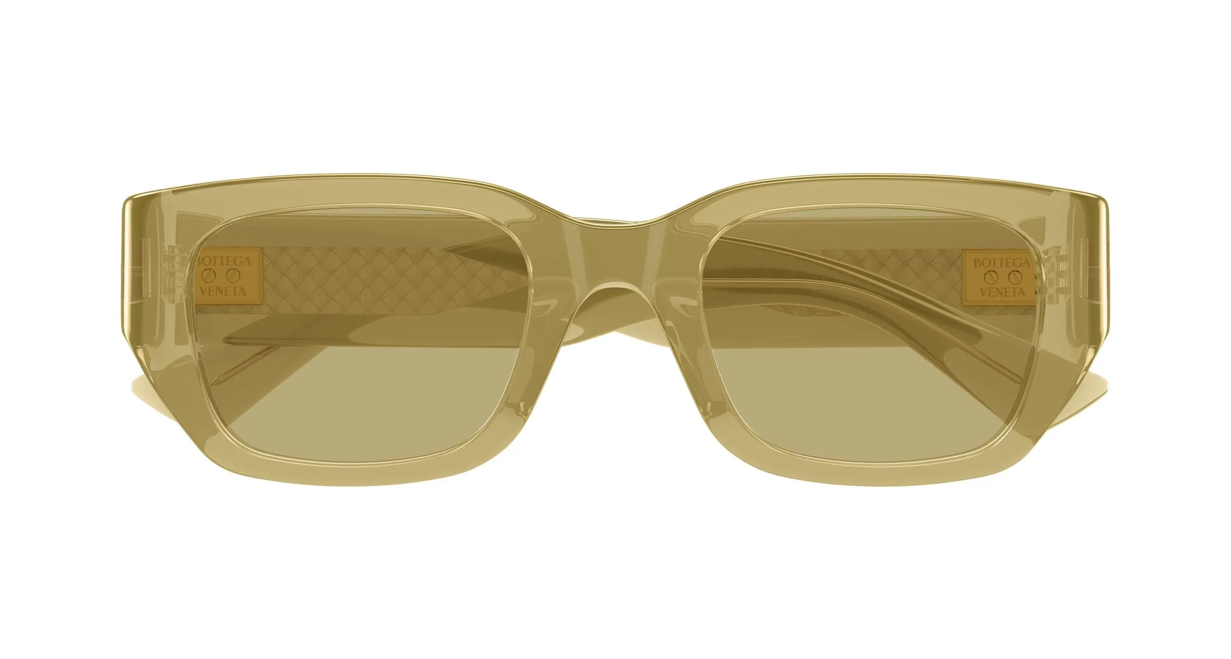 Bottega Veneta BV1400S 004 Occhiali da sole Acetato Giallo Marrone Squadrata - immagine 2