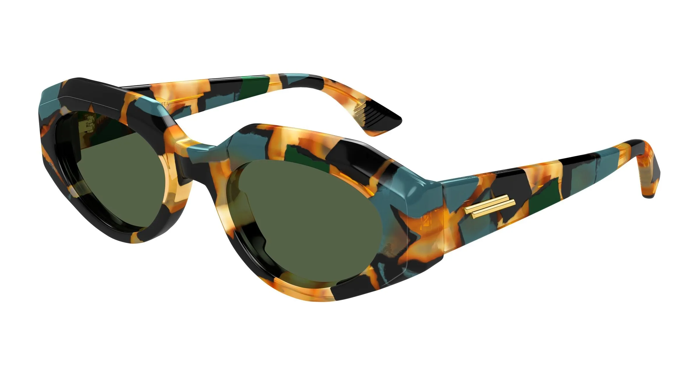 Bottega Veneta BV1392S 001 Occhiali da sole Acetato Verde Verde Rotonda - immagine 1