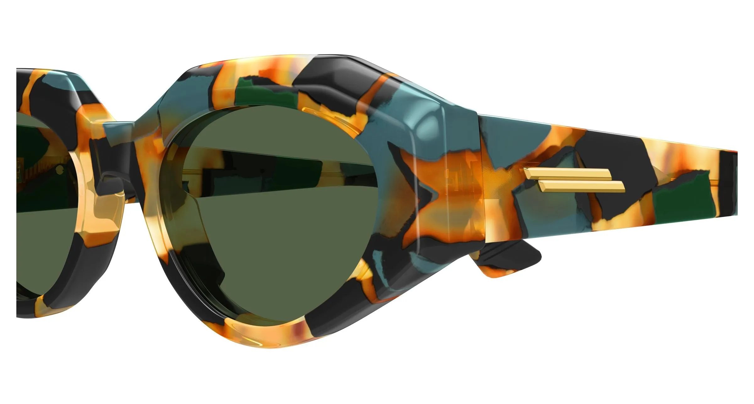 Bottega Veneta BV1392S 001 Occhiali da sole Acetato Verde Verde Rotonda - immagine 3