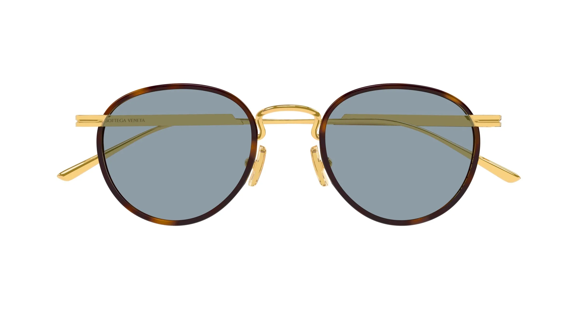Bottega Veneta BV1389S 002 Occhiali da sole Metallo Oro Blu Rotonda - immagine 2