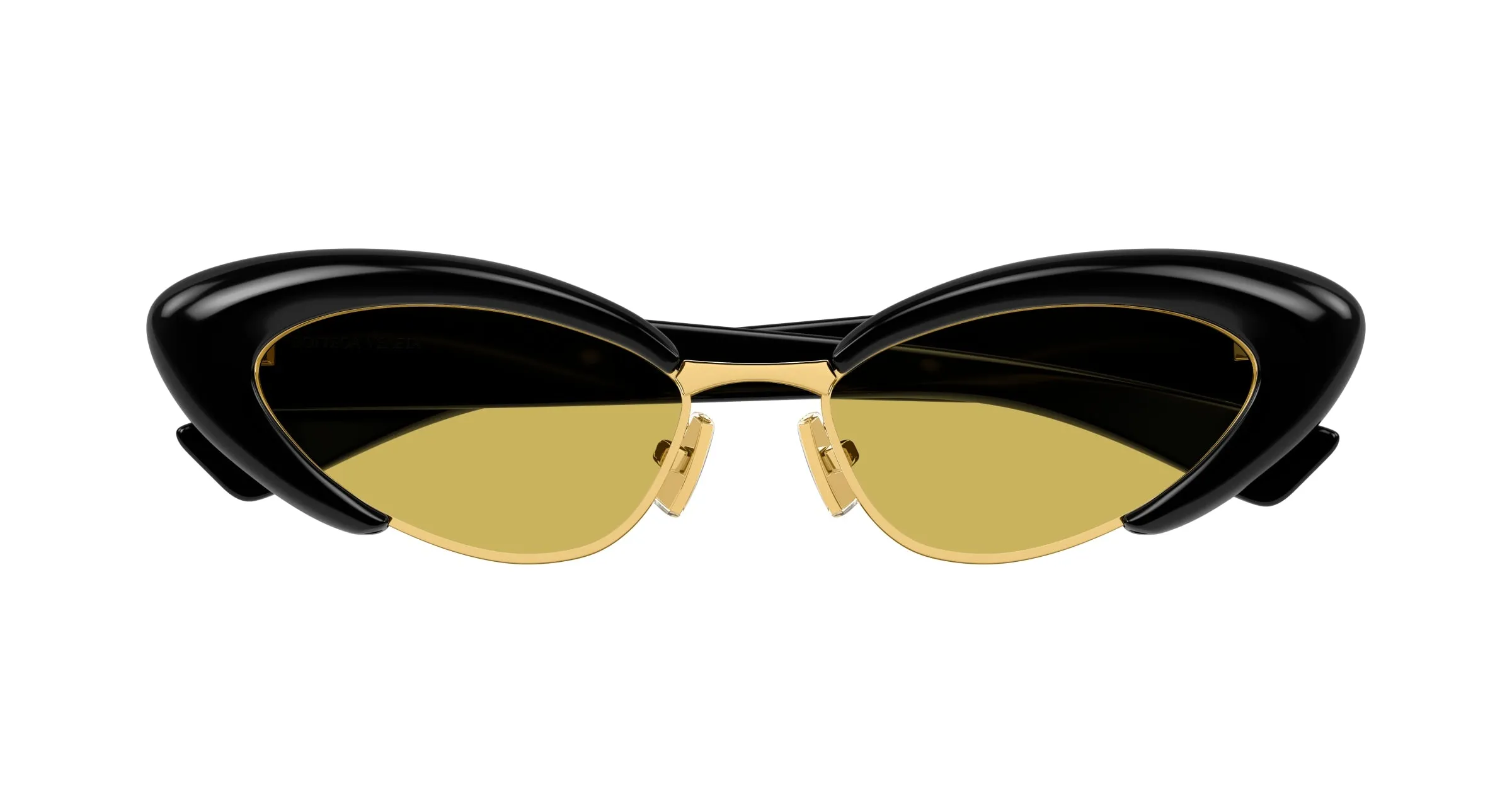 Bottega Veneta BV1387S 001 Occhiali da sole Acetato Nero Giallo Cat Eye - immagine 2