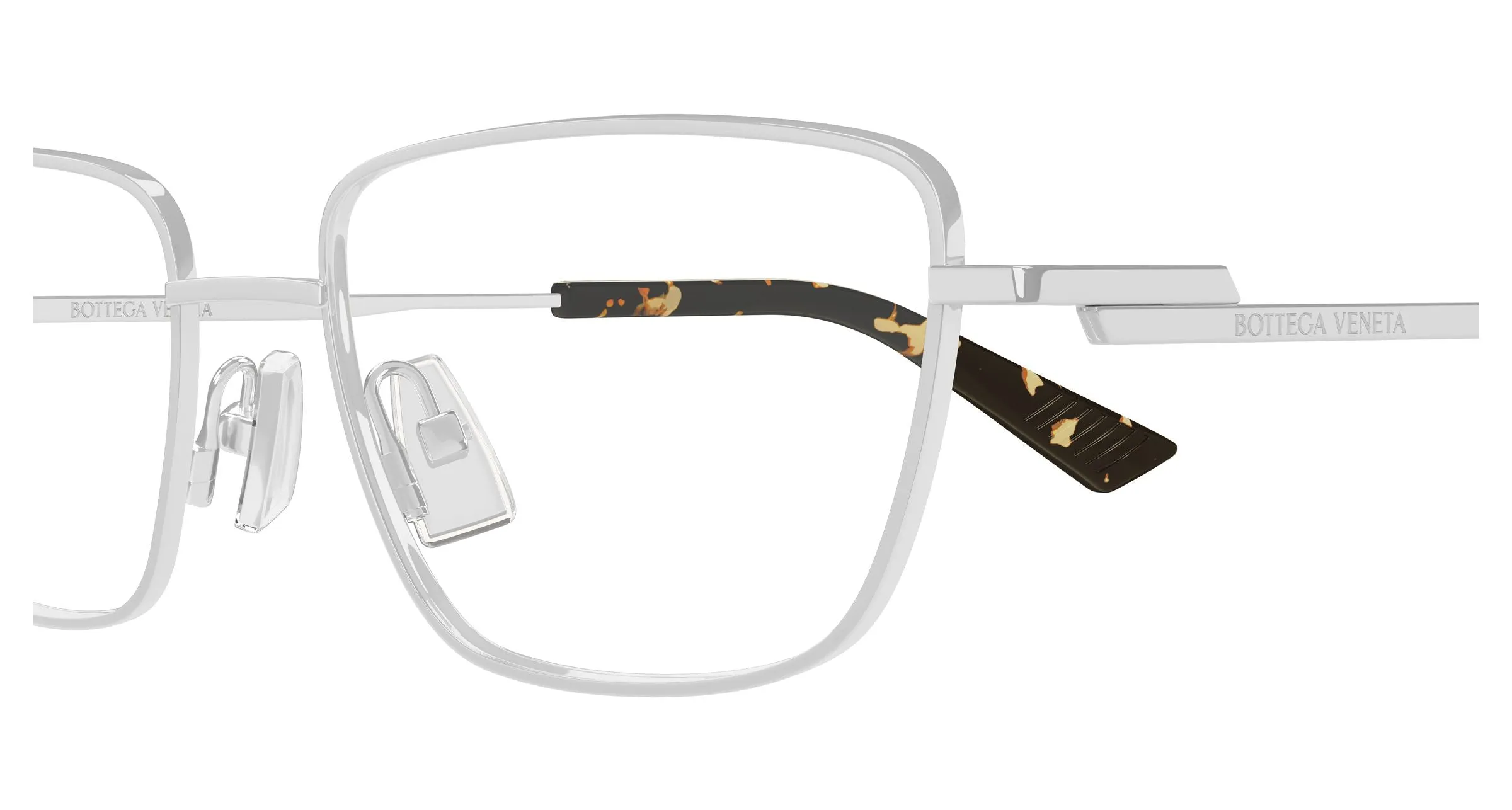 Bottega Veneta BV1385O 002 Montature da vista Metallo Argento Trasparente Cat Eye - immagine 3