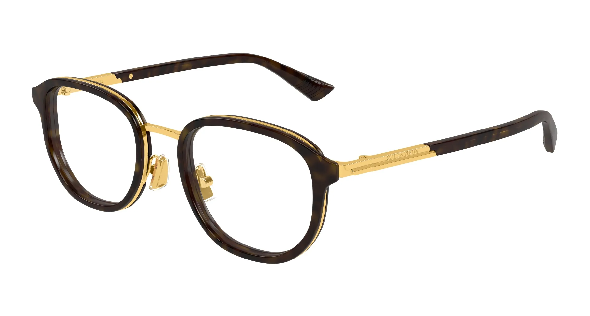 Bottega Veneta BV1378OK 002 Montature da vista Acetato Havana Trasparente Rotonda - immagine 1