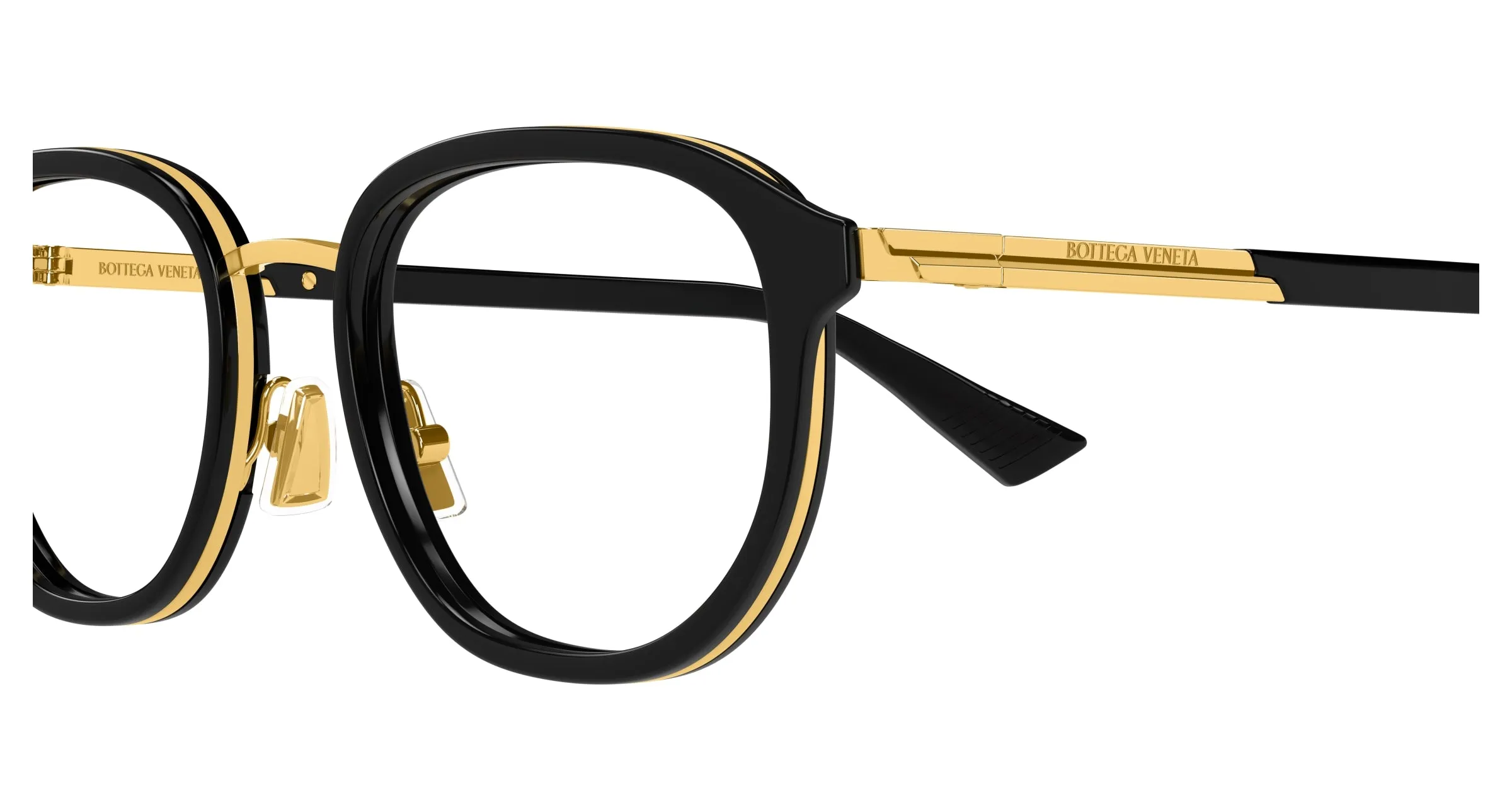 Bottega Veneta BV1378OK 001 Montature da vista Acetato Nero Trasparente Rotonda - immagine 3