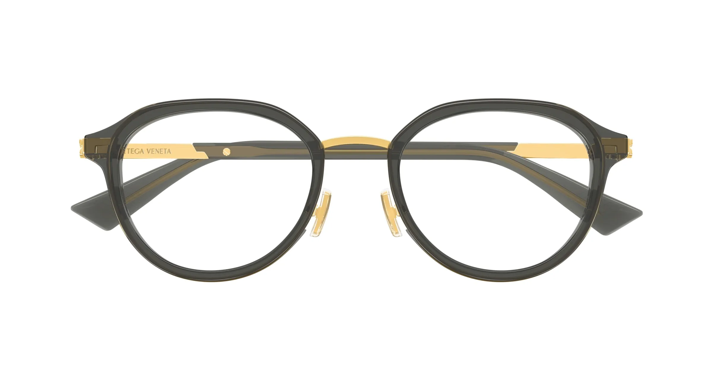 Bottega Veneta BV1377OA 008 Montature da vista Acetato Grigio Trasparente Rotonda - immagine 2