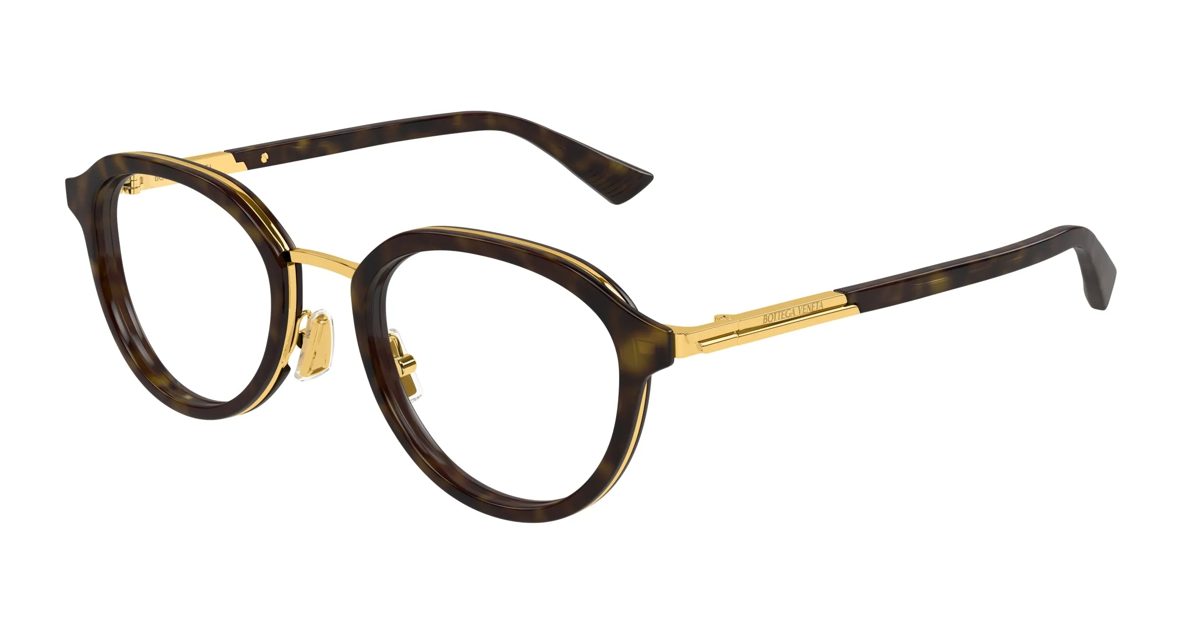 Bottega Veneta BV1377OA 006 Montature da vista Acetato Havana Trasparente Rotonda - immagine 1