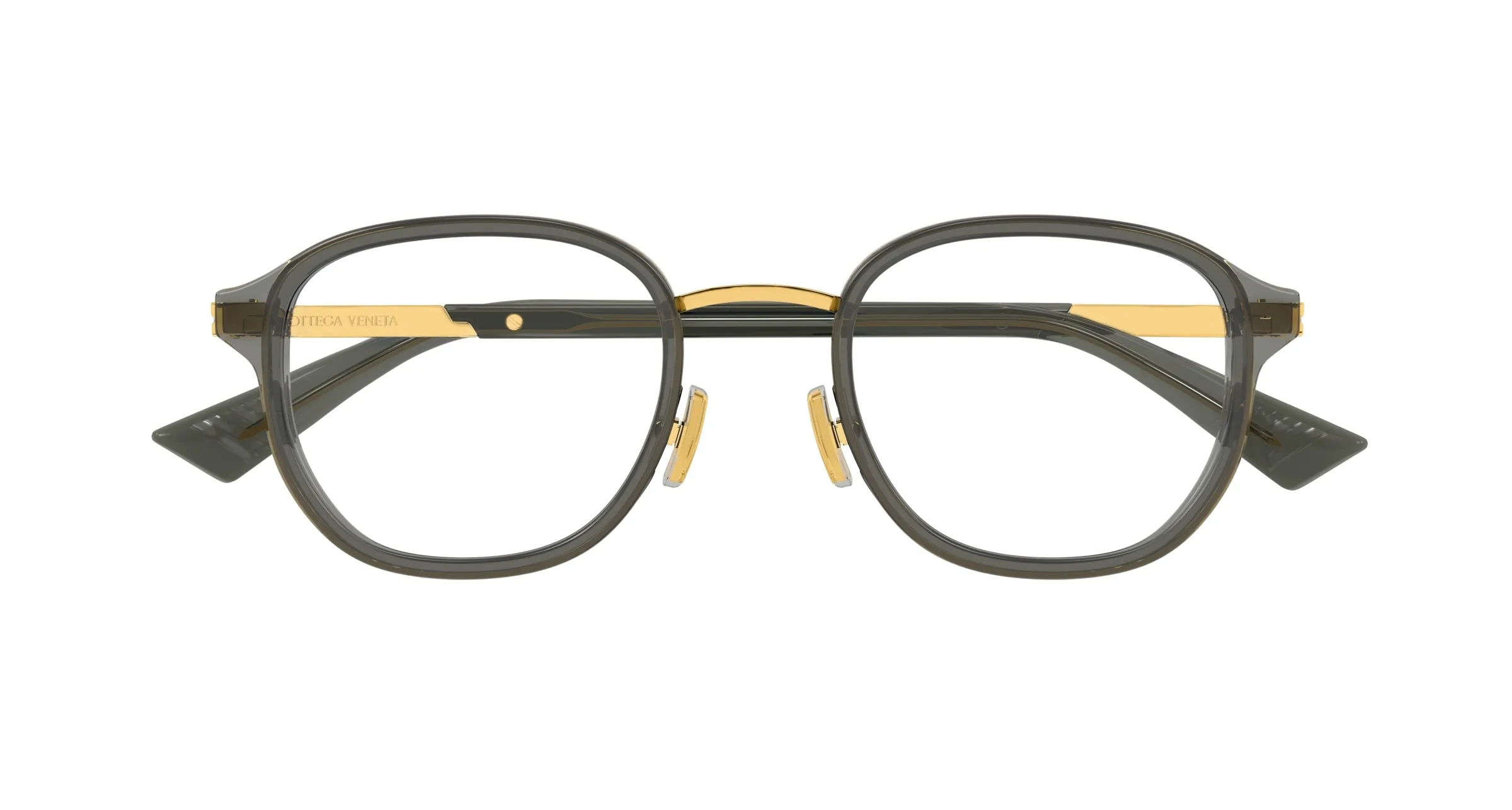 Bottega Veneta BV1376O 004 Montature da vista Acetato Grigio Trasparente Rotonda - immagine 2