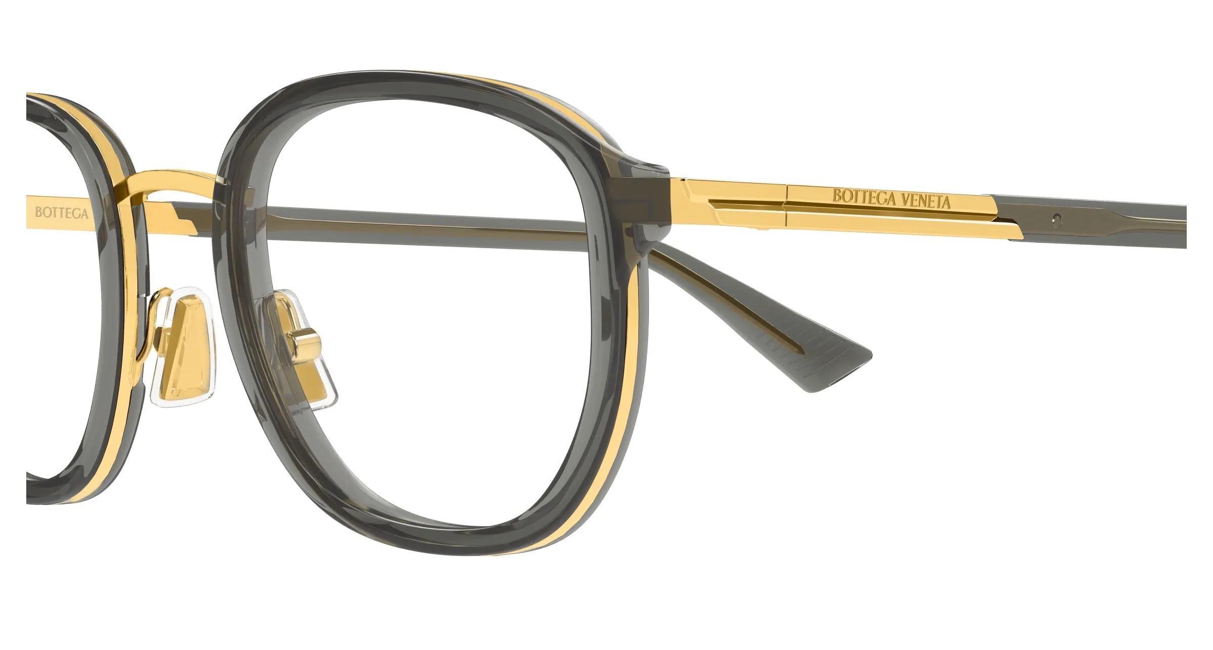 Bottega Veneta BV1376O 004 Montature da vista Acetato Grigio Trasparente Rotonda - immagine 3