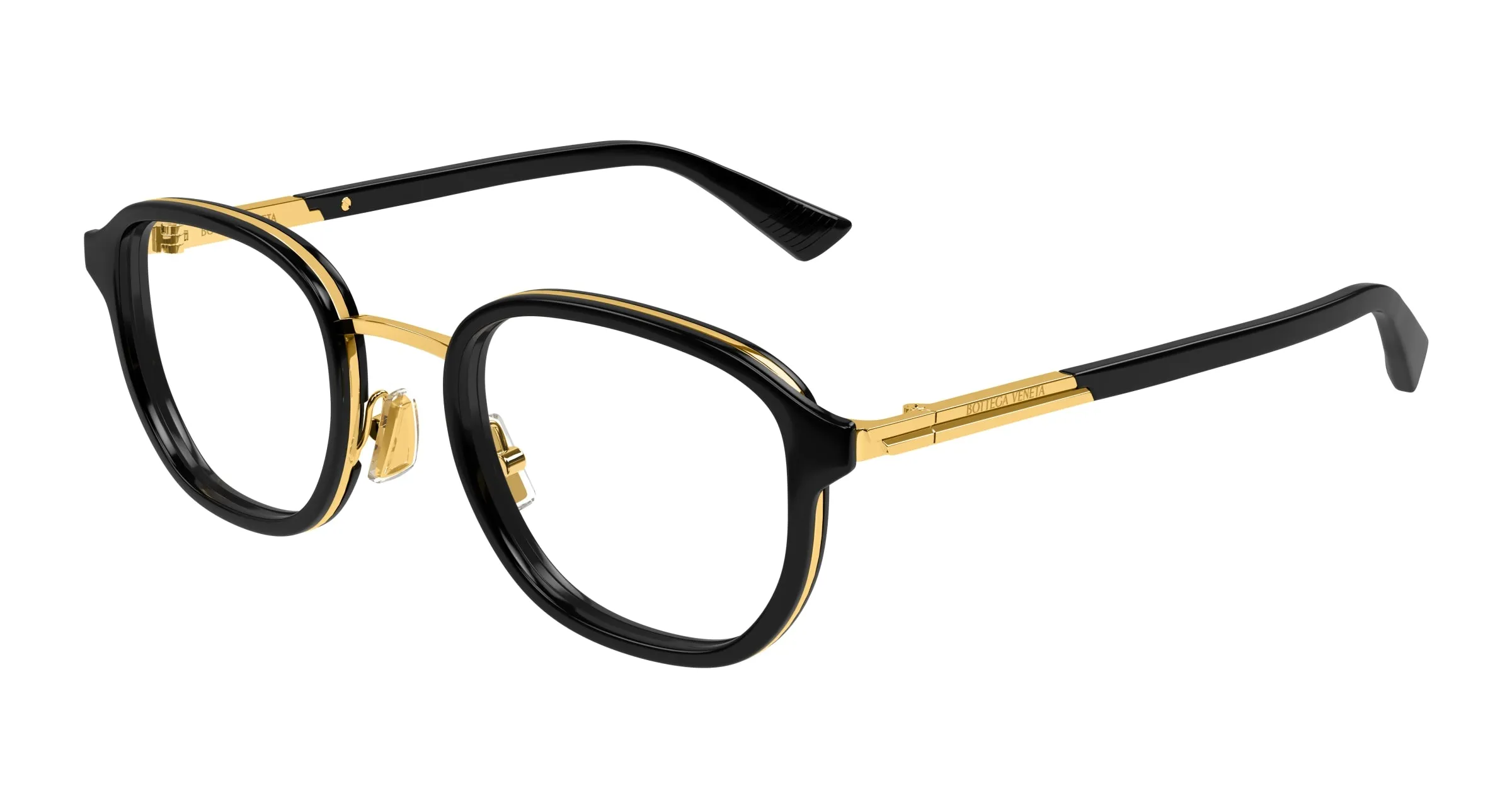 Bottega Veneta BV1376O 001 Montature da vista Acetato Nero Trasparente Rotonda - immagine 1