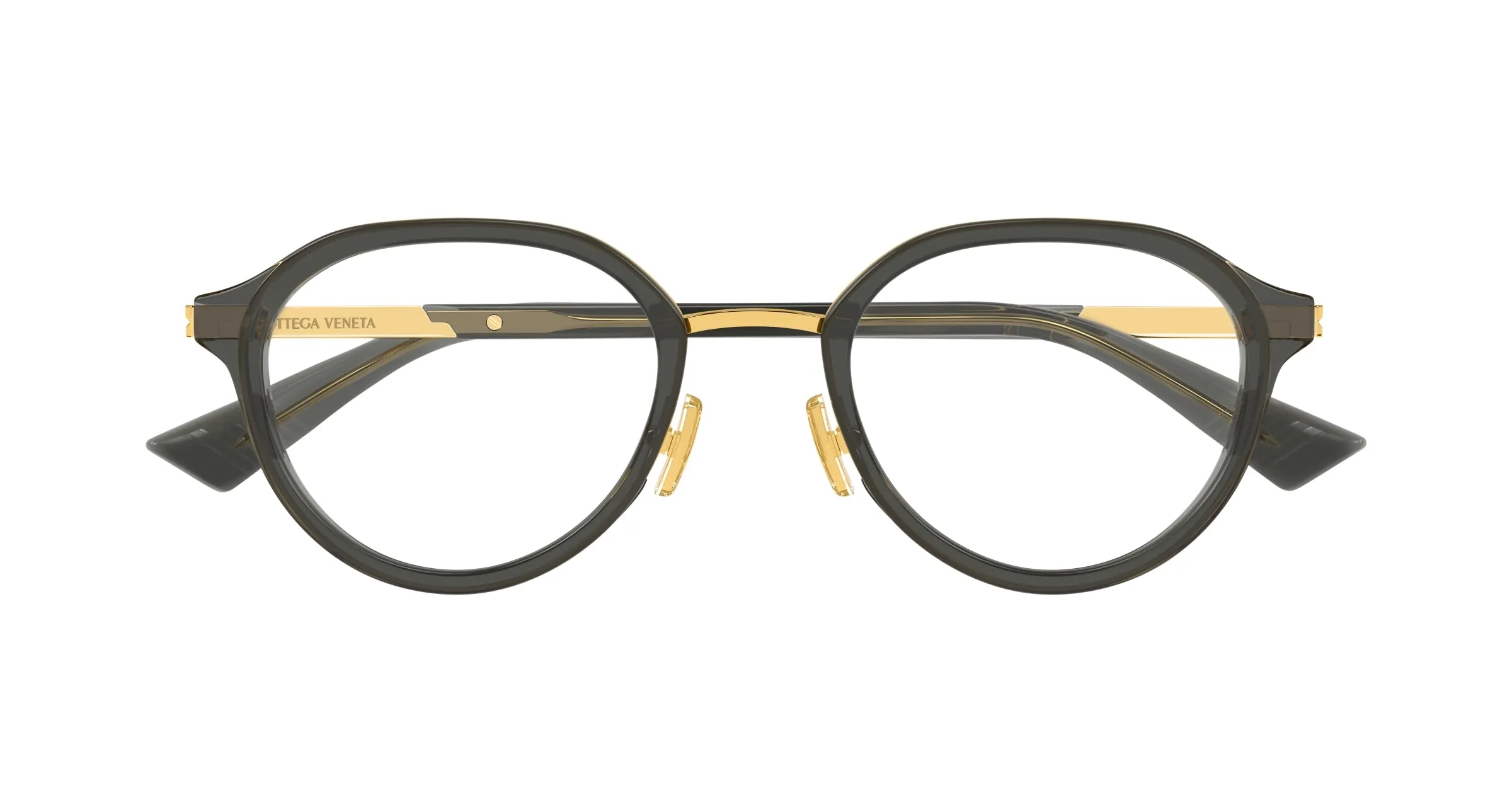 Bottega Veneta BV1375O 004 Montature da vista Acetato Grigio Trasparente Rotonda - immagine 2