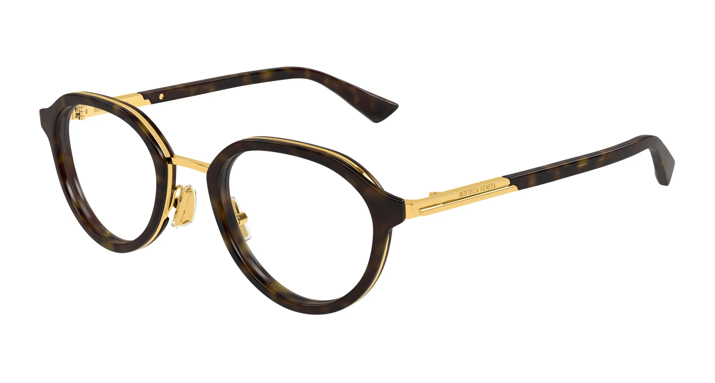 Bottega Veneta BV1375O 002 Montature da vista Acetato Havana Trasparente Rotonda - immagine 1