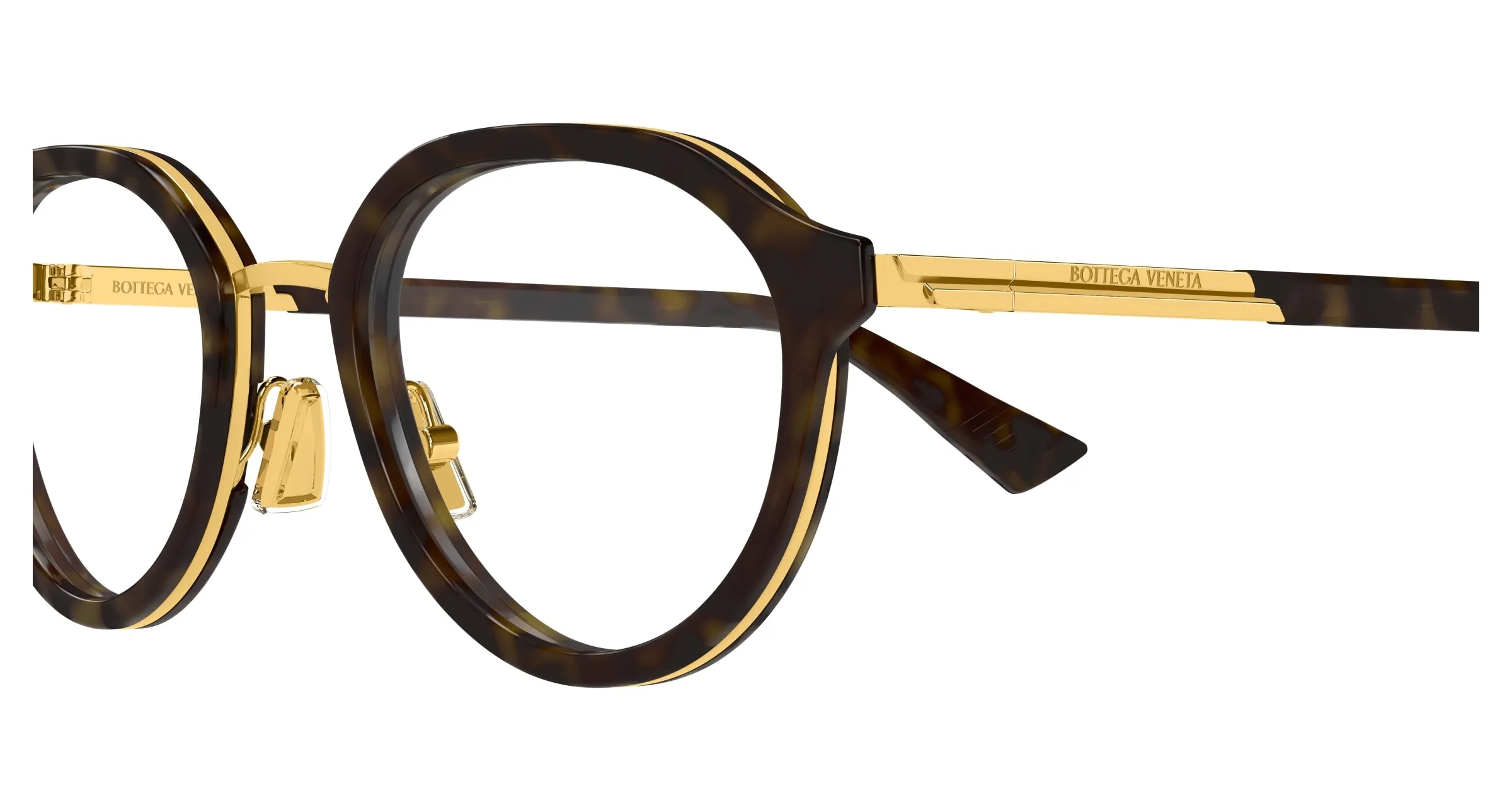 Bottega Veneta BV1375O 002 Montature da vista Acetato Havana Trasparente Rotonda - immagine 3