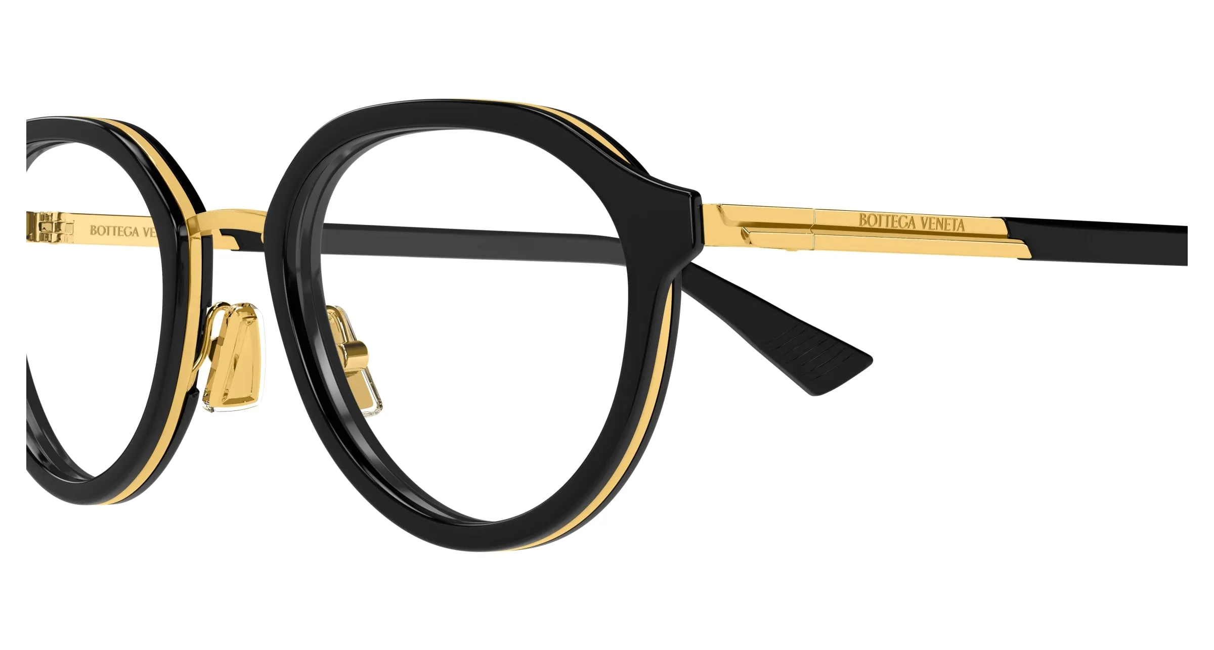 Bottega Veneta BV1375O 001 Montature da vista Acetato Nero Trasparente Rotonda - immagine 3