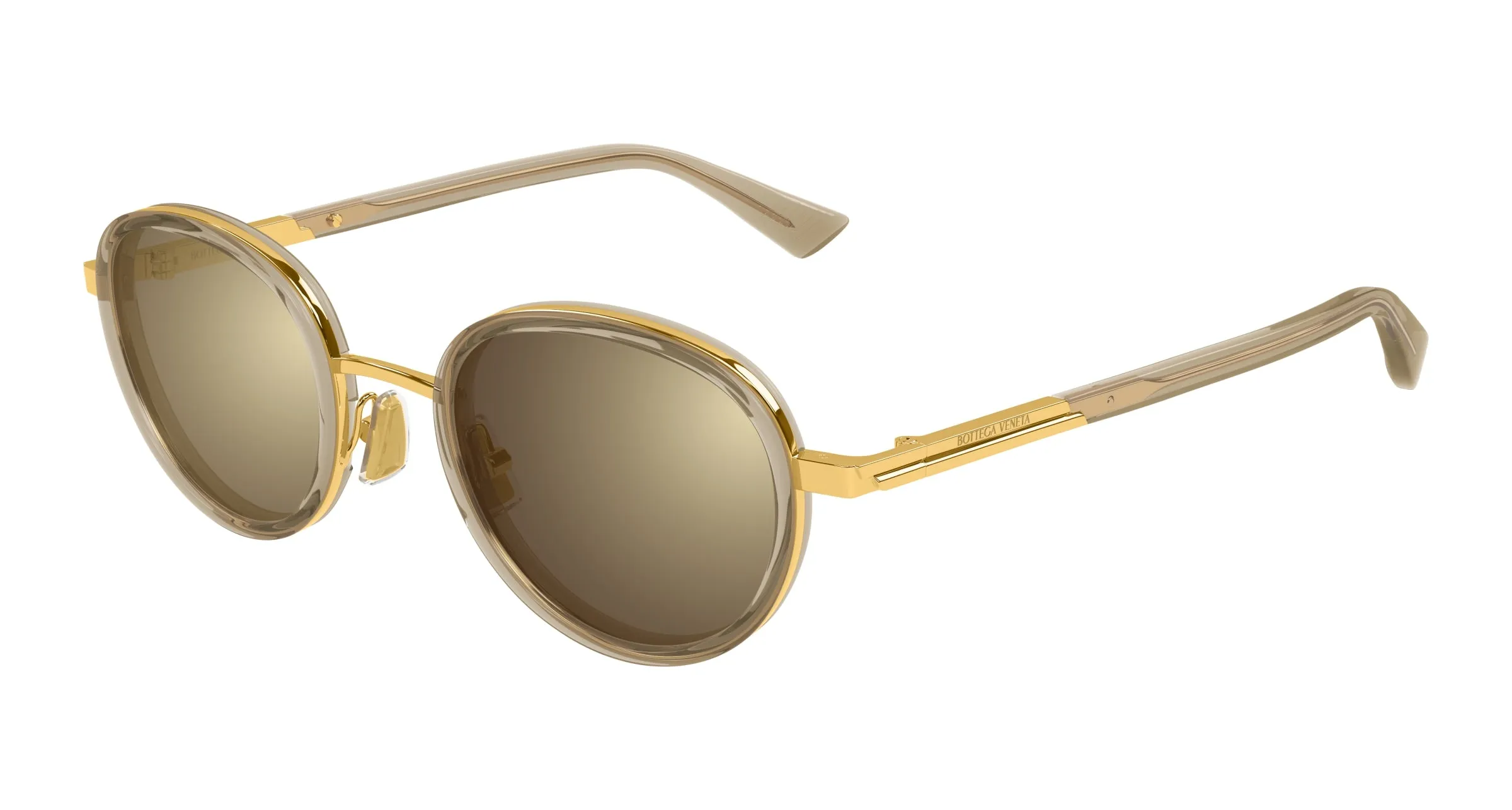Bottega Veneta BV1372S 003 Occhiali da sole Acetato Marrone Bronzo Rotonda - immagine 1
