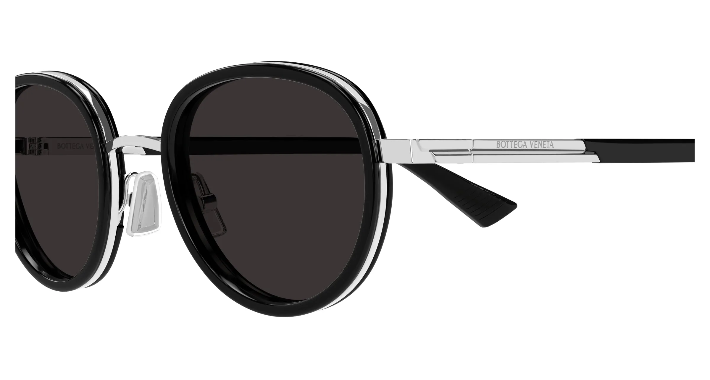 Bottega Veneta BV1372S 001 Occhiali da sole Acetato Nero Grigio Rotonda - immagine 3